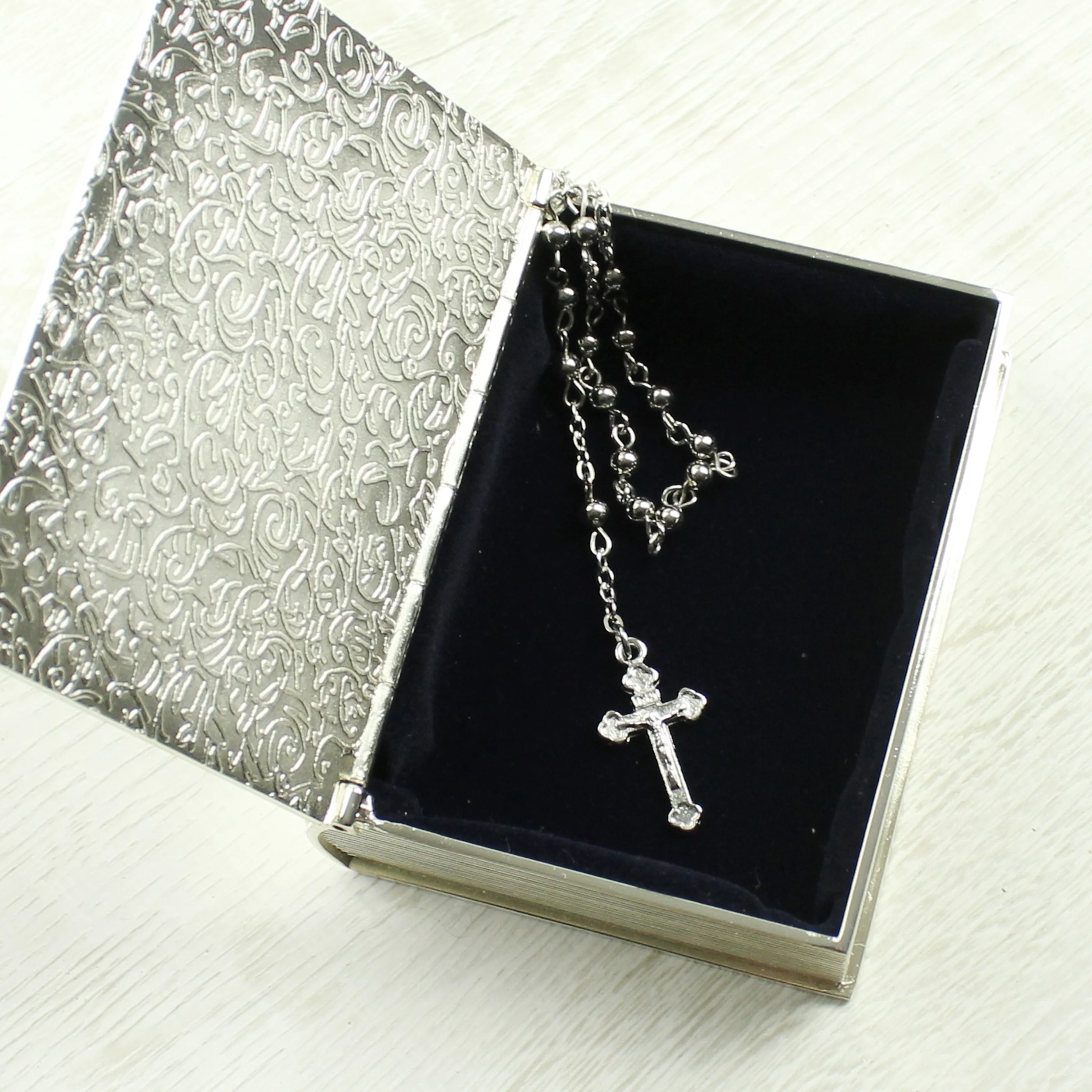 Personalised First Holy Communion Bible Trinket Box with Rosary Beads - Image 3