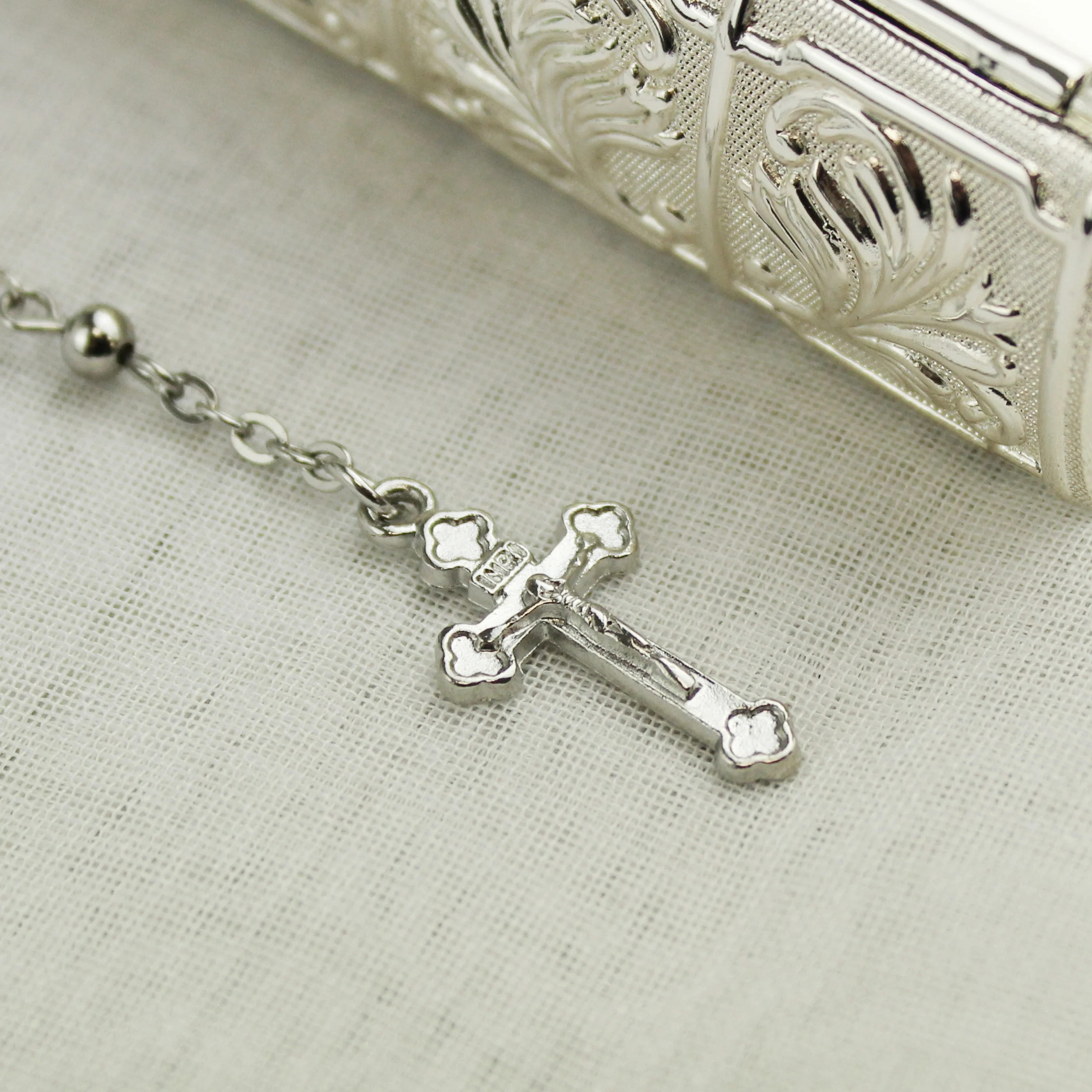 Personalised First Holy Communion Bible Trinket Box with Rosary Beads - Image 4