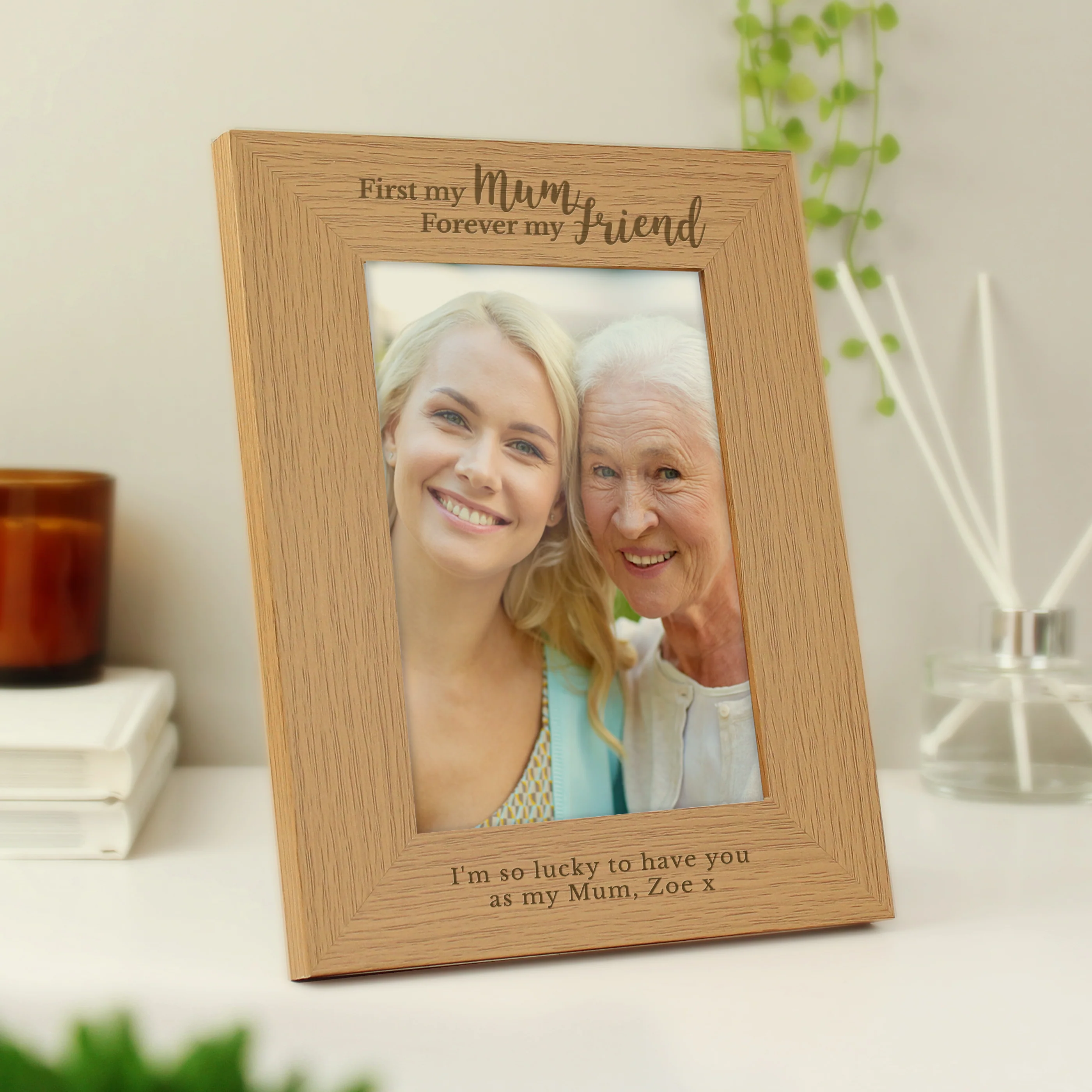 Personalised First My Mum Forever My Friend 5x7 Oak Finish Photo Frame - Image 3