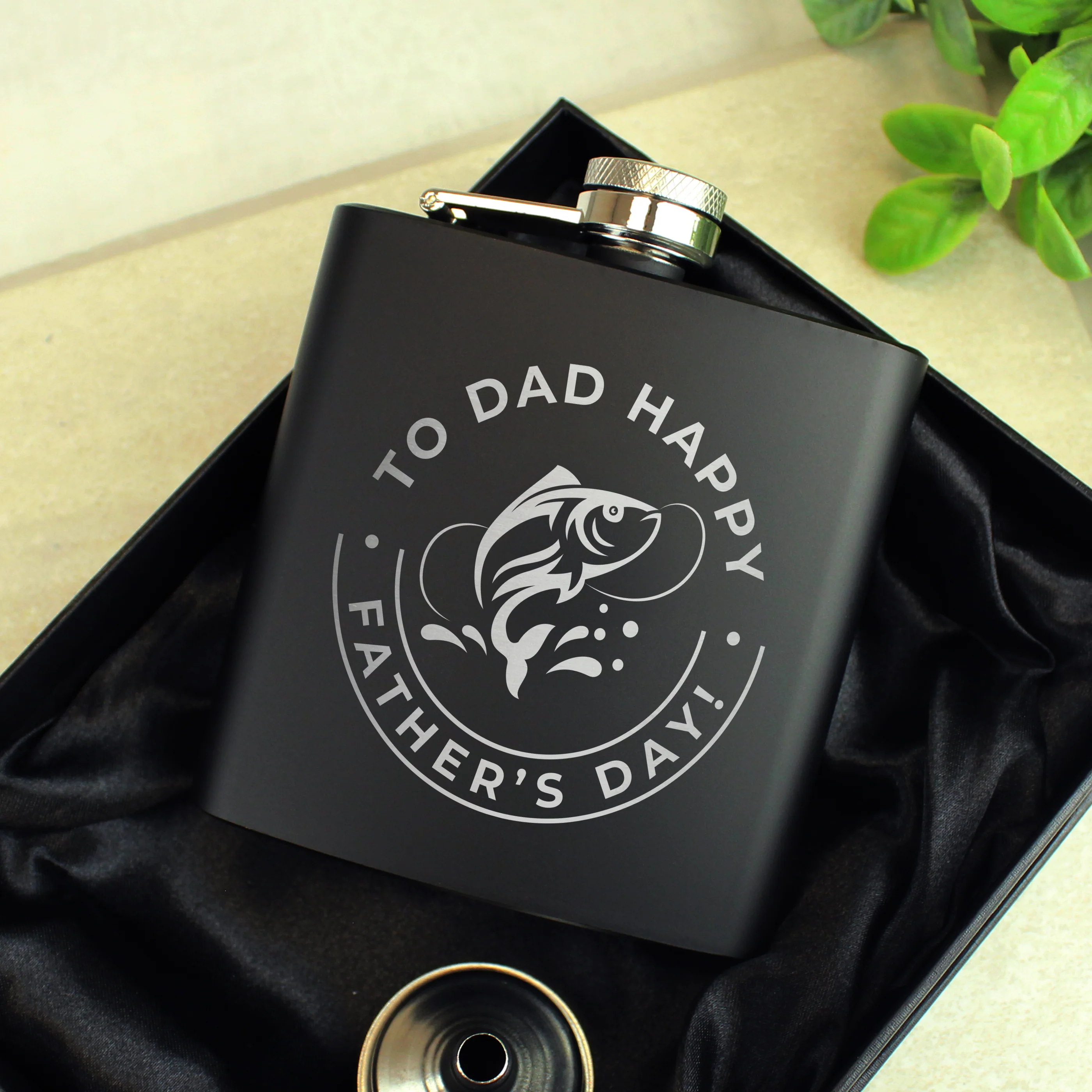 Personalised Fishing Black Hip Flask - Image 3