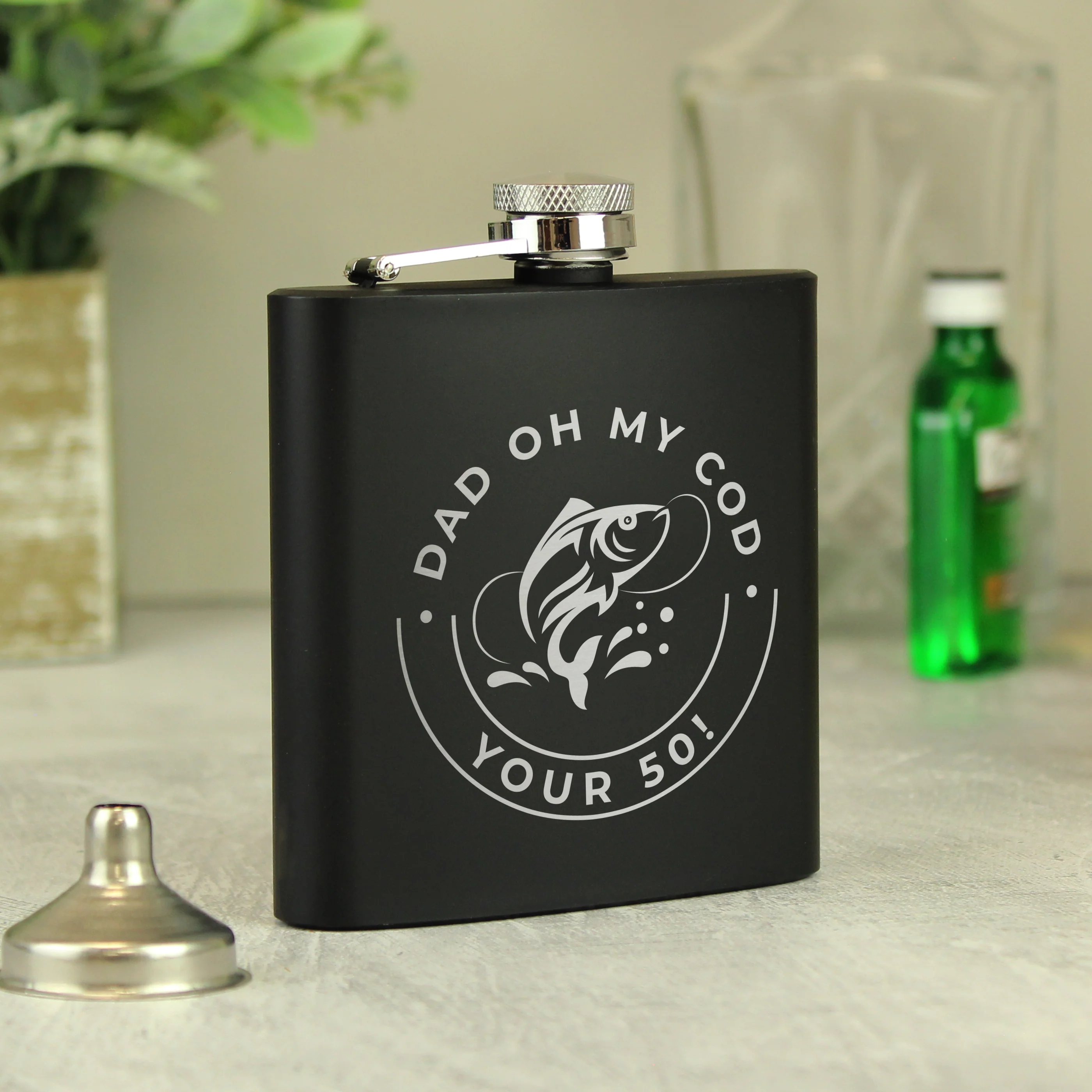 Personalised Fishing Black Hip Flask - Image 4