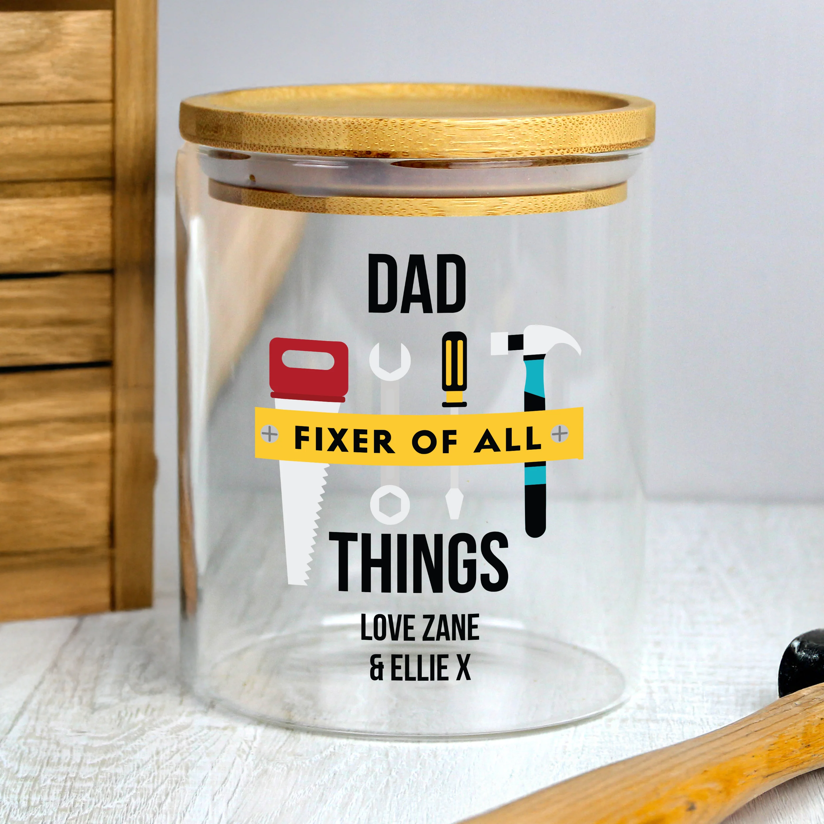 Personalised Fixer of All Things Storage Jar - Image 2