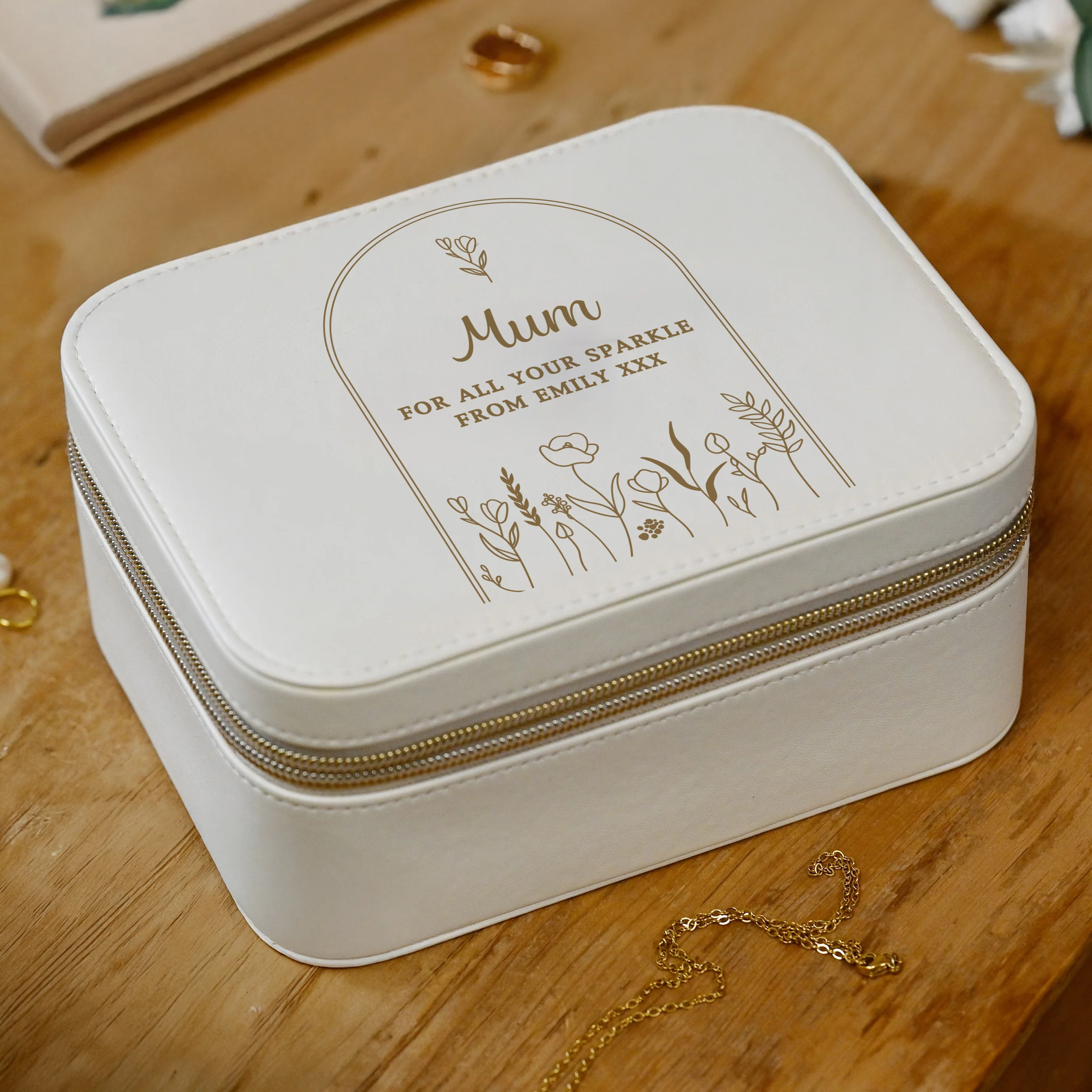 Personalised Floral Arch Travel Jewellery Box