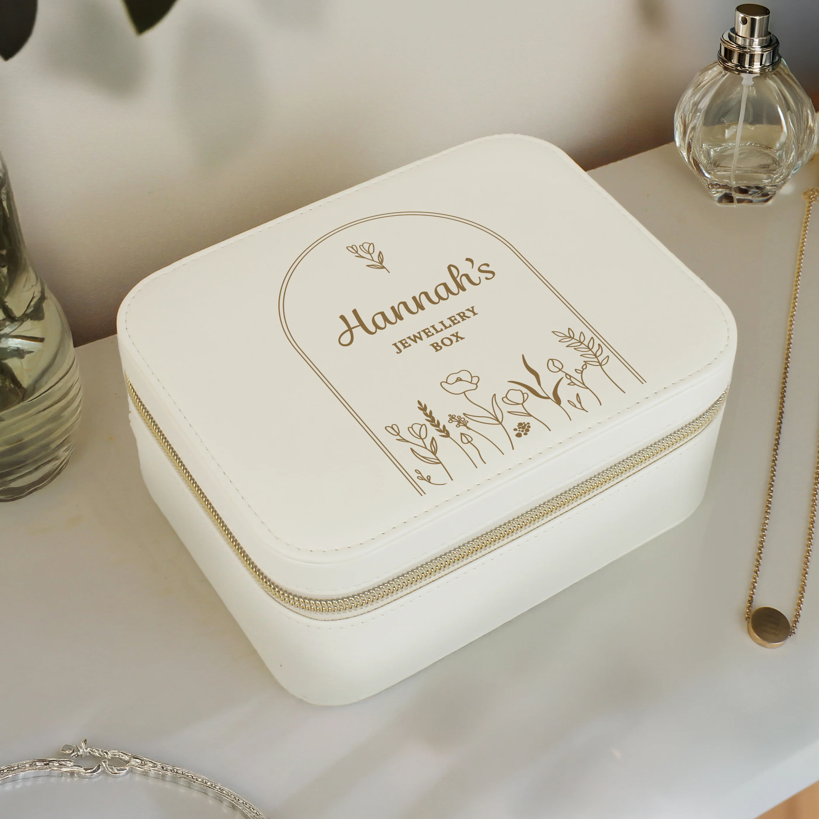 Personalised Floral Arch Travel Jewellery Box - Image 3