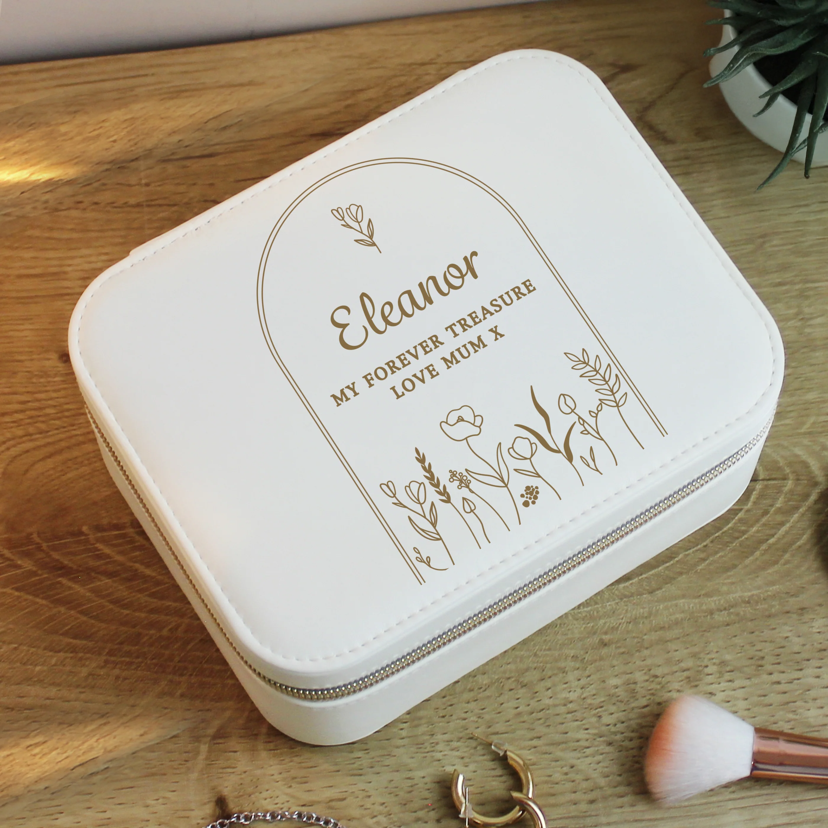 Personalised Floral Arch Travel Jewellery Box - Image 6