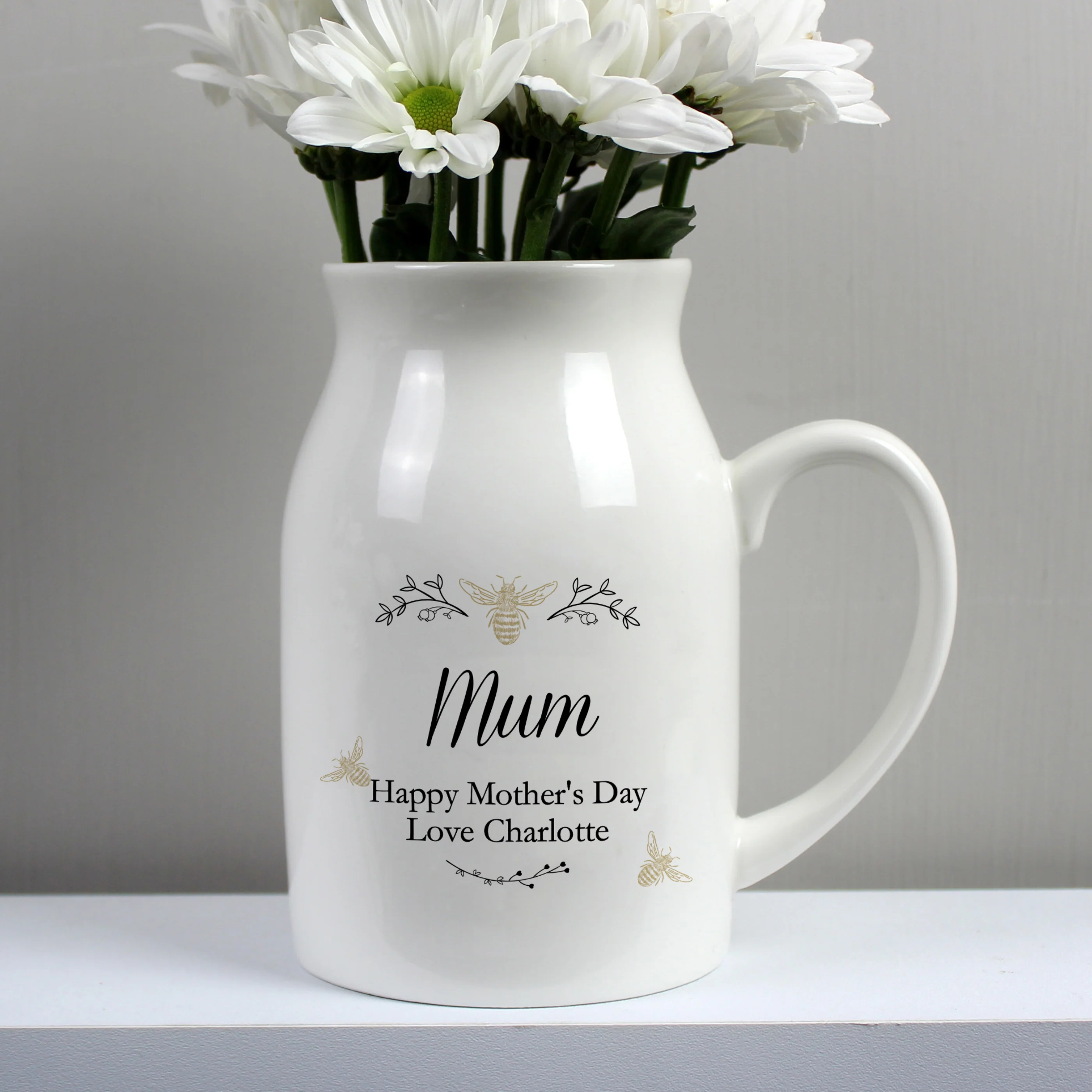 Personalised Floral Bee Flower Jug Vase - Image 3
