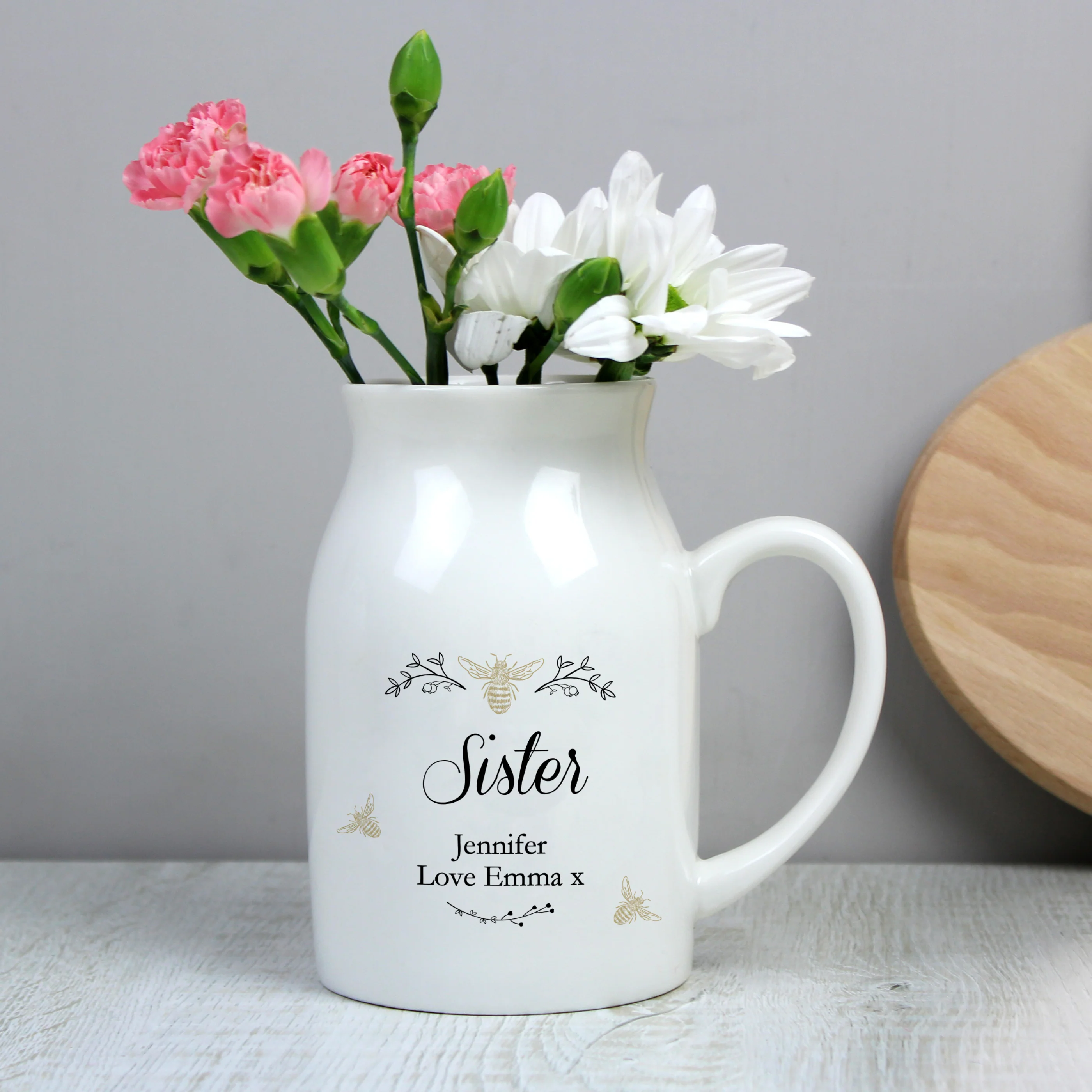 Personalised Floral Bee Flower Jug Vase - Image 7