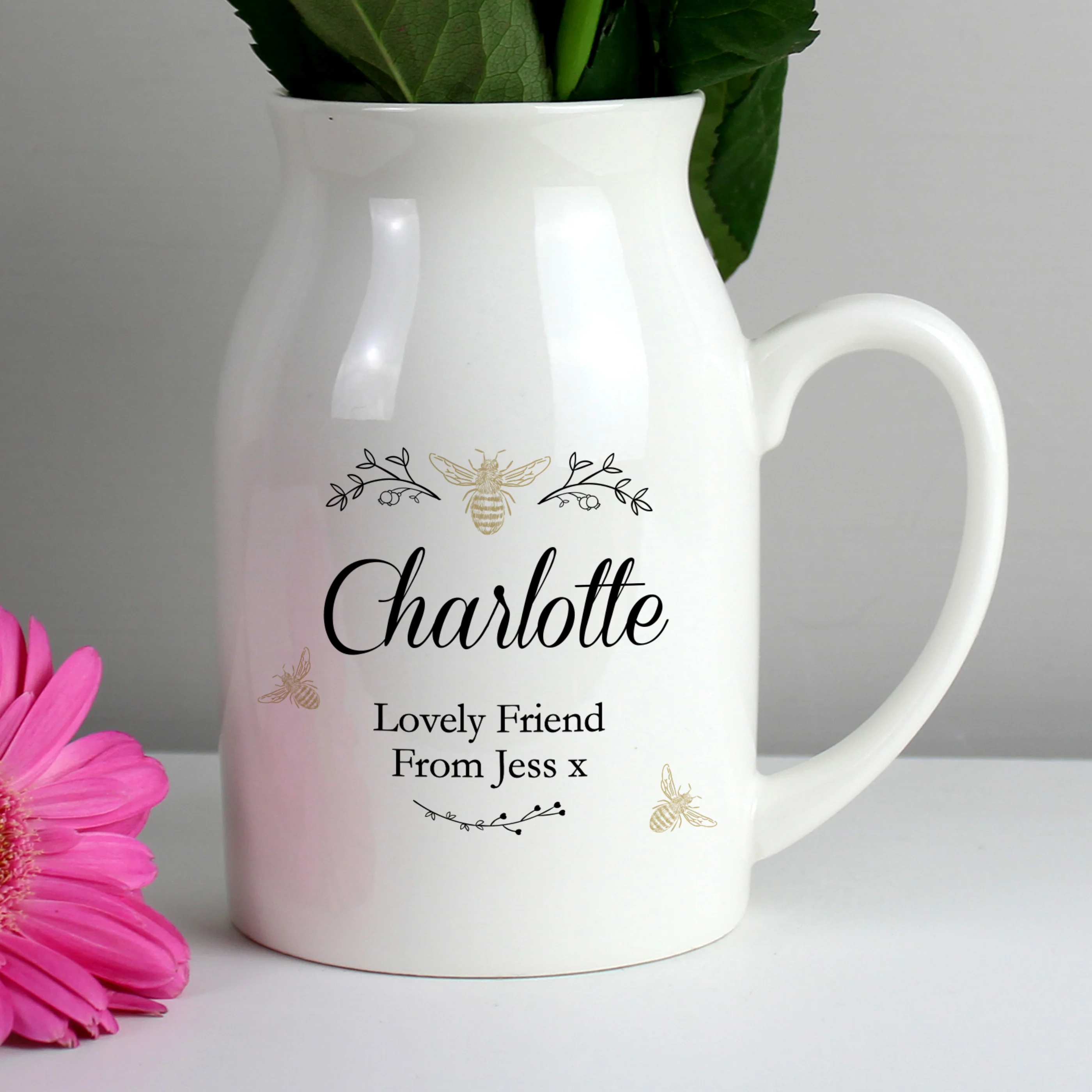 Personalised Floral Bee Flower Jug Vase - Image 8