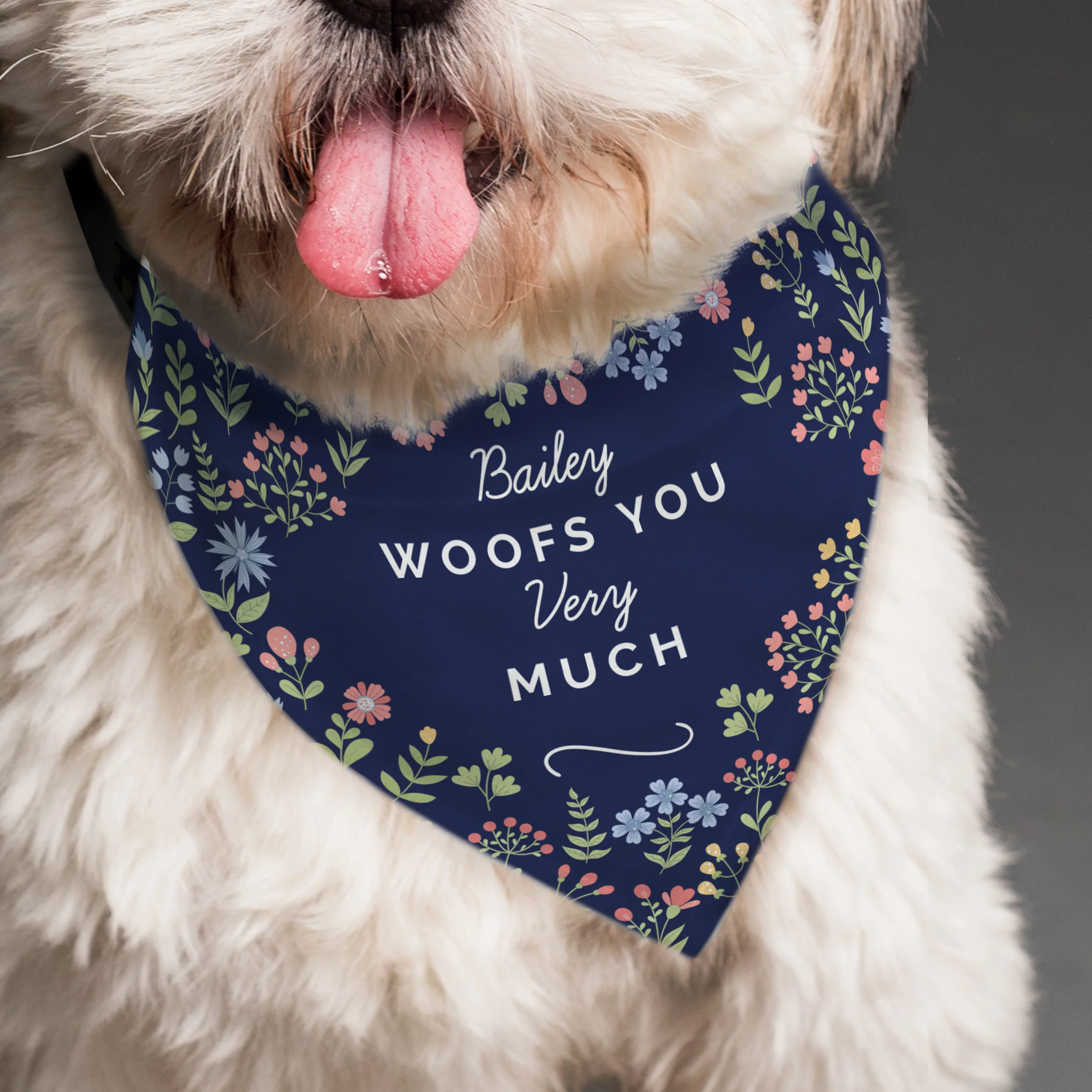 Personalised Floral Dog Bandana - Image 3