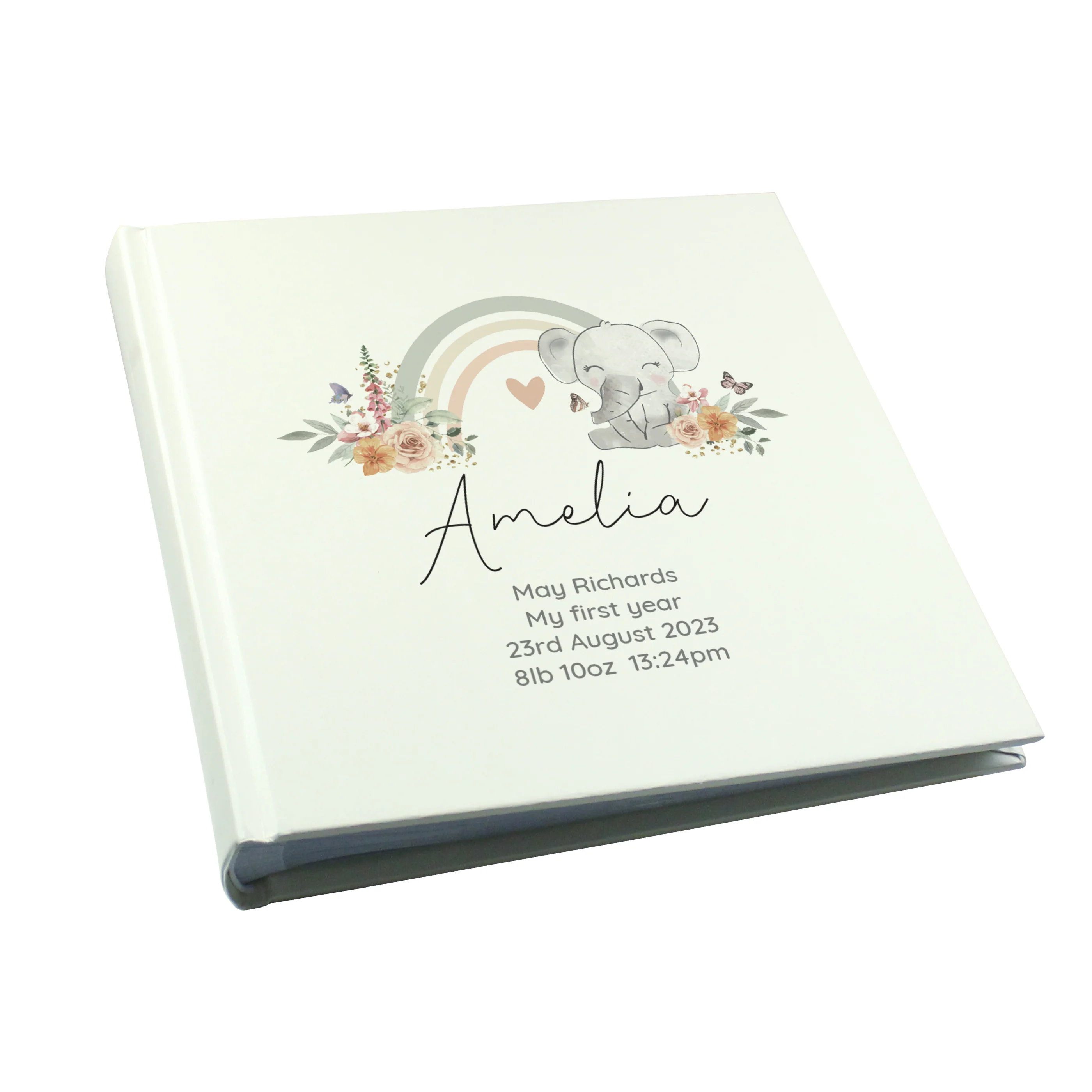 Personalised Floral Elephant Square Photo Album - Image 5
