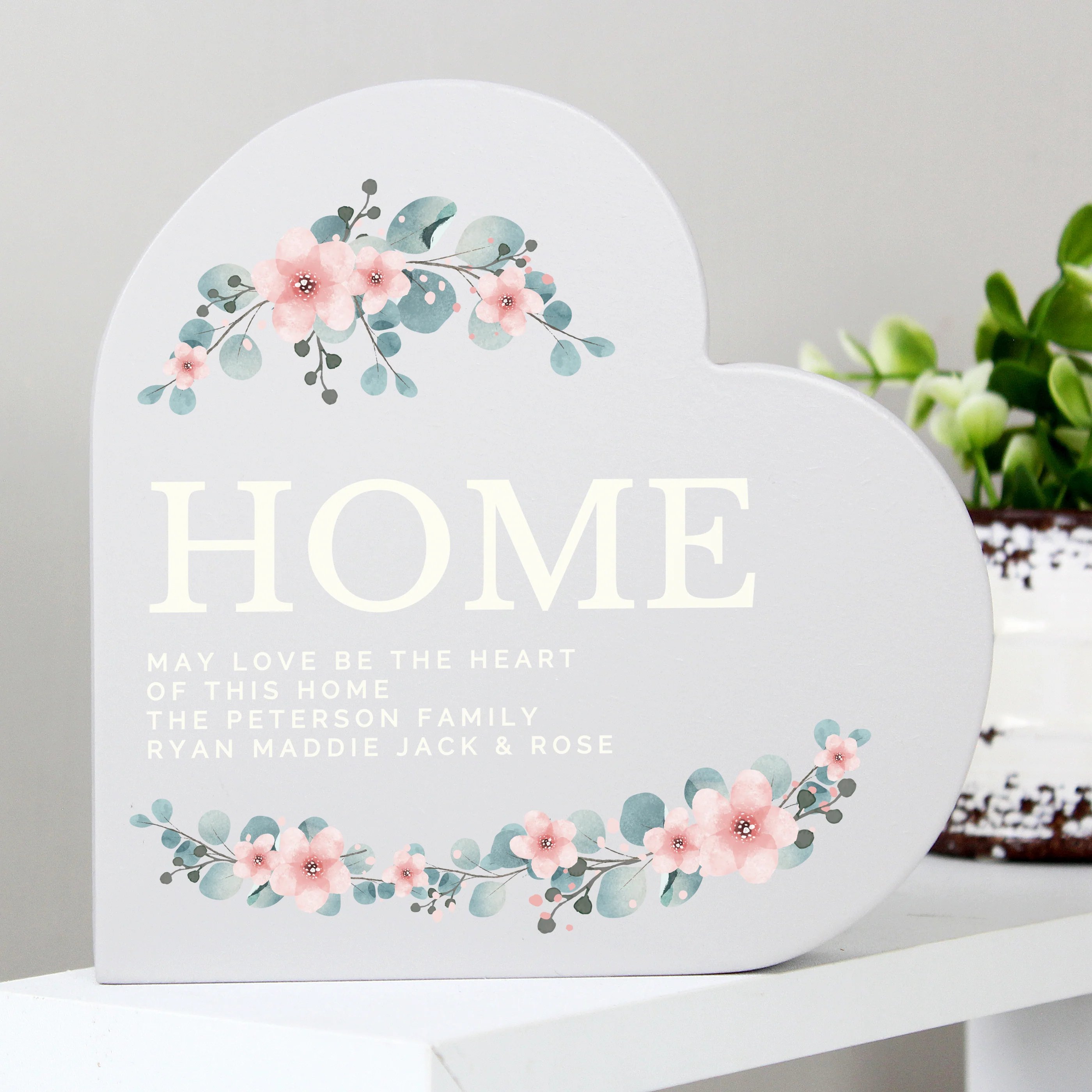 Personalised Floral Free Standing Heart Ornament - Image 3