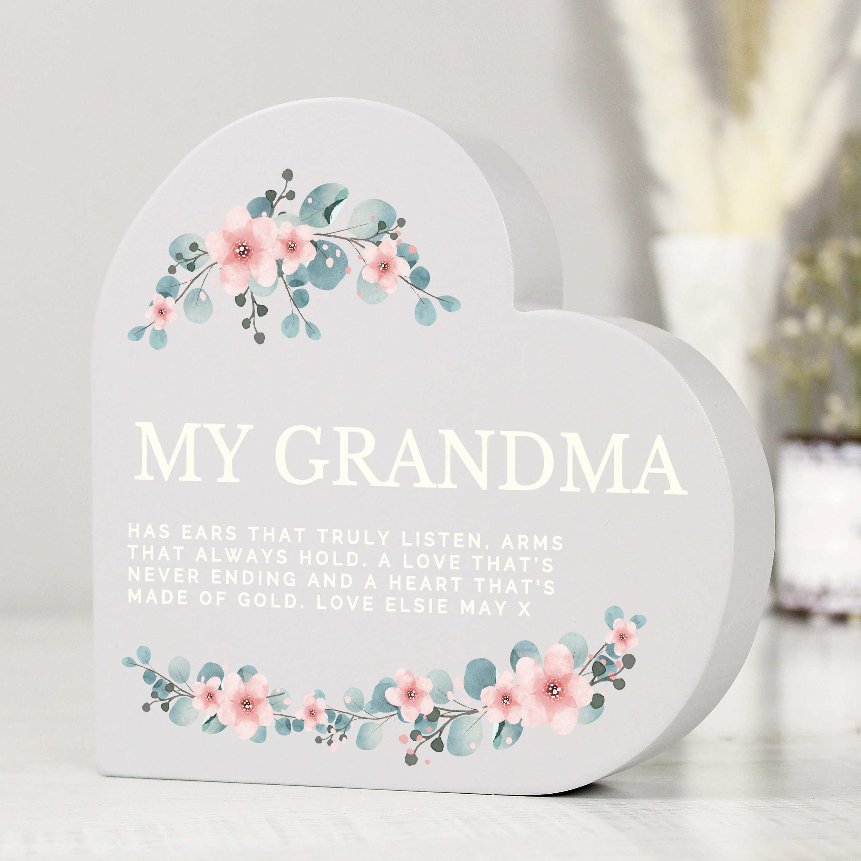 Personalised Floral Free Standing Heart Ornament - Image 6
