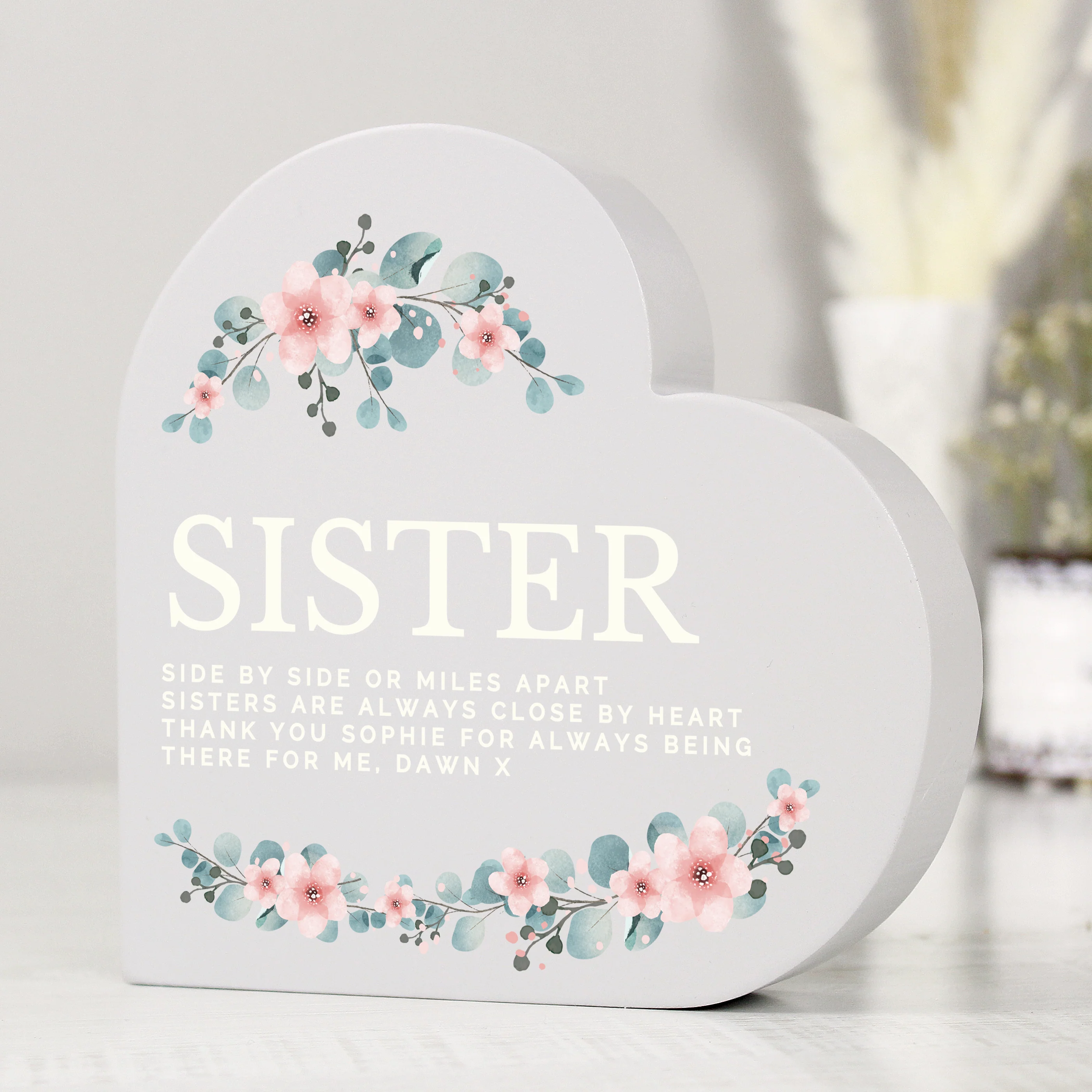 Personalised Floral Free Standing Heart Ornament - Image 7