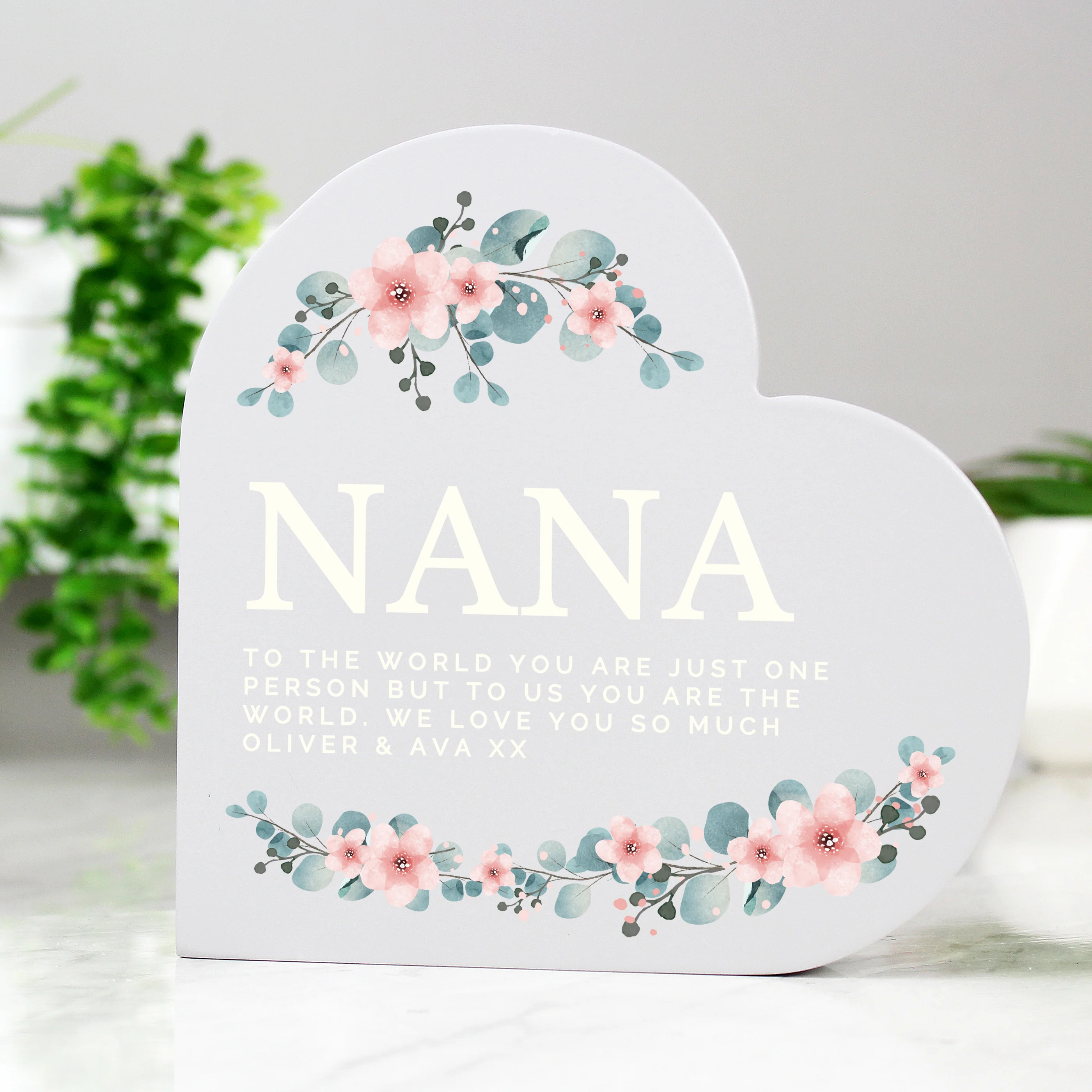 Personalised Floral Free Standing Heart Ornament - Image 8