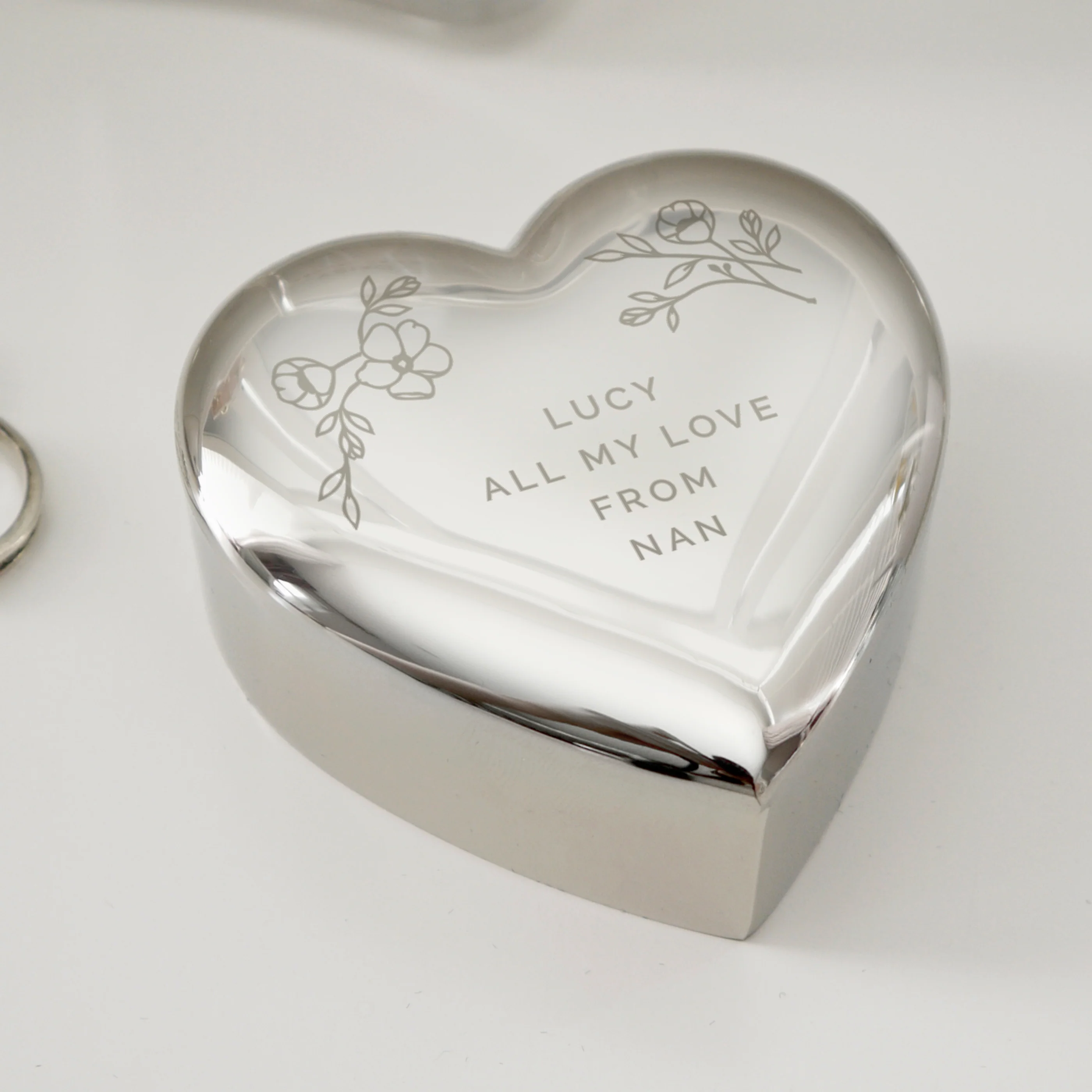 Personalised Floral Free Text Heart Trinket Box - Image 5