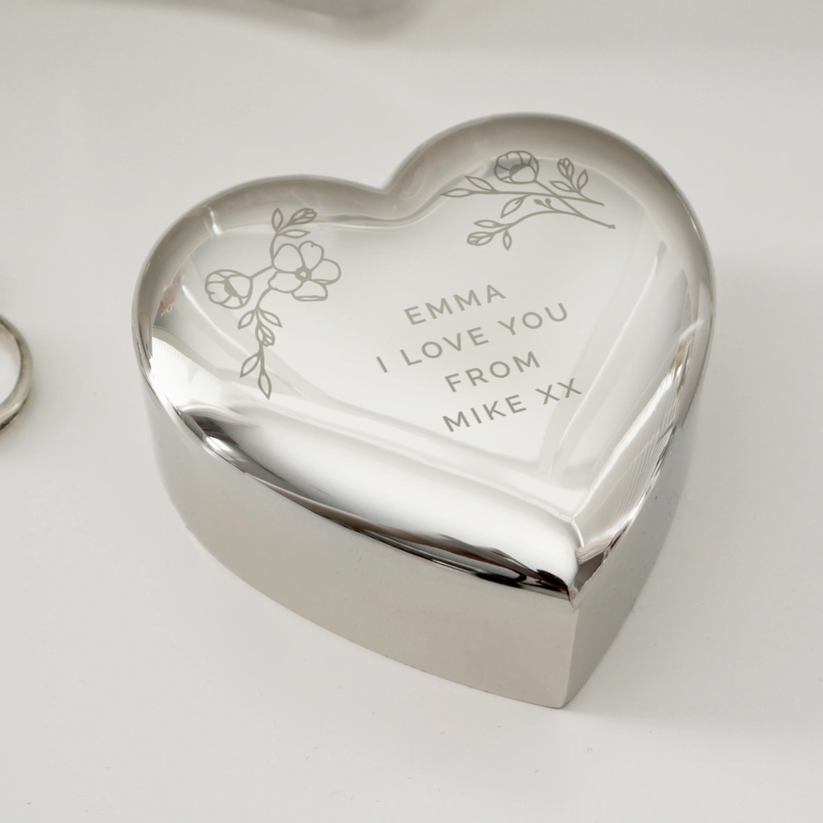 Personalised Floral Free Text Heart Trinket Box - Image 9