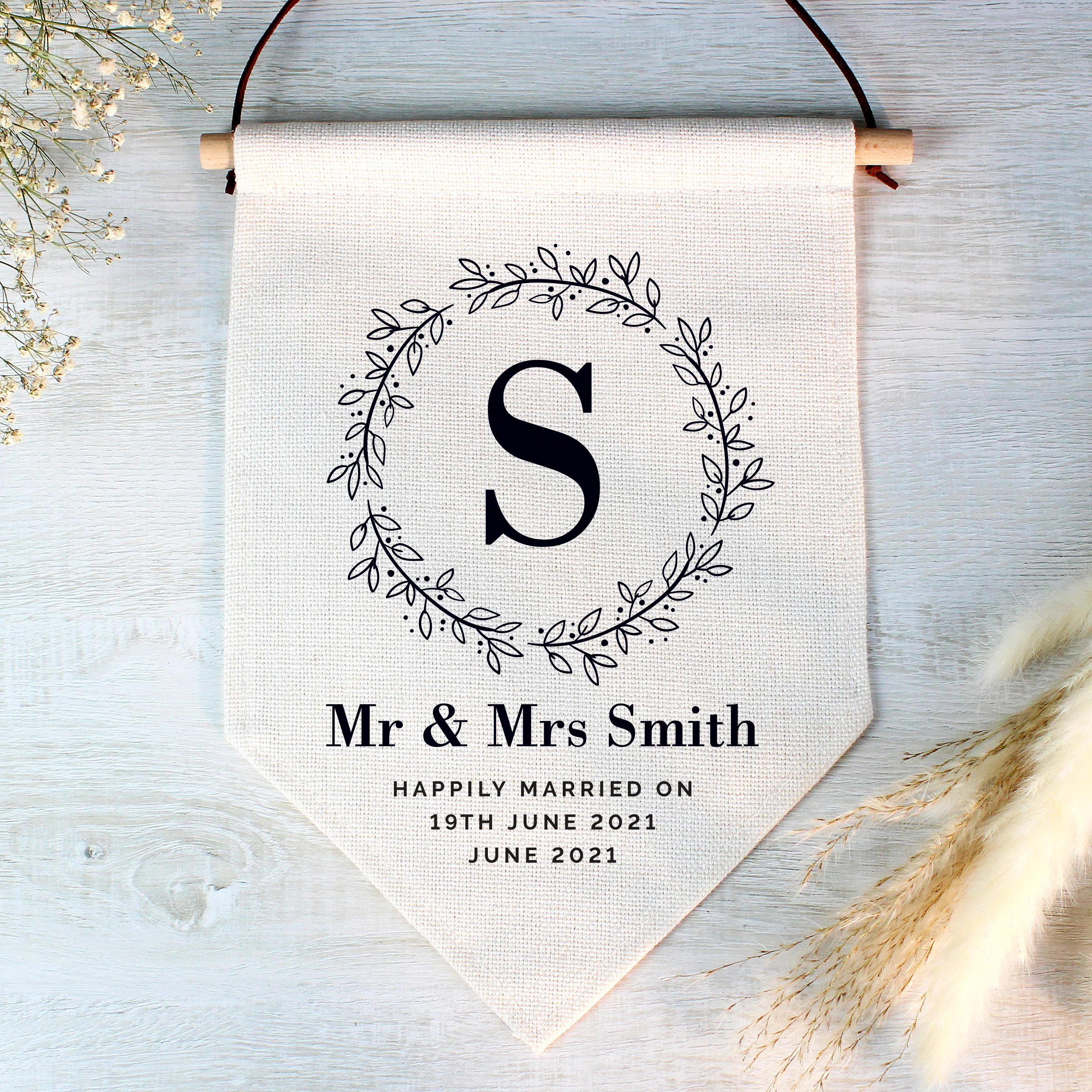 Personalised Floral Leaf Hanging Banner - Image 2