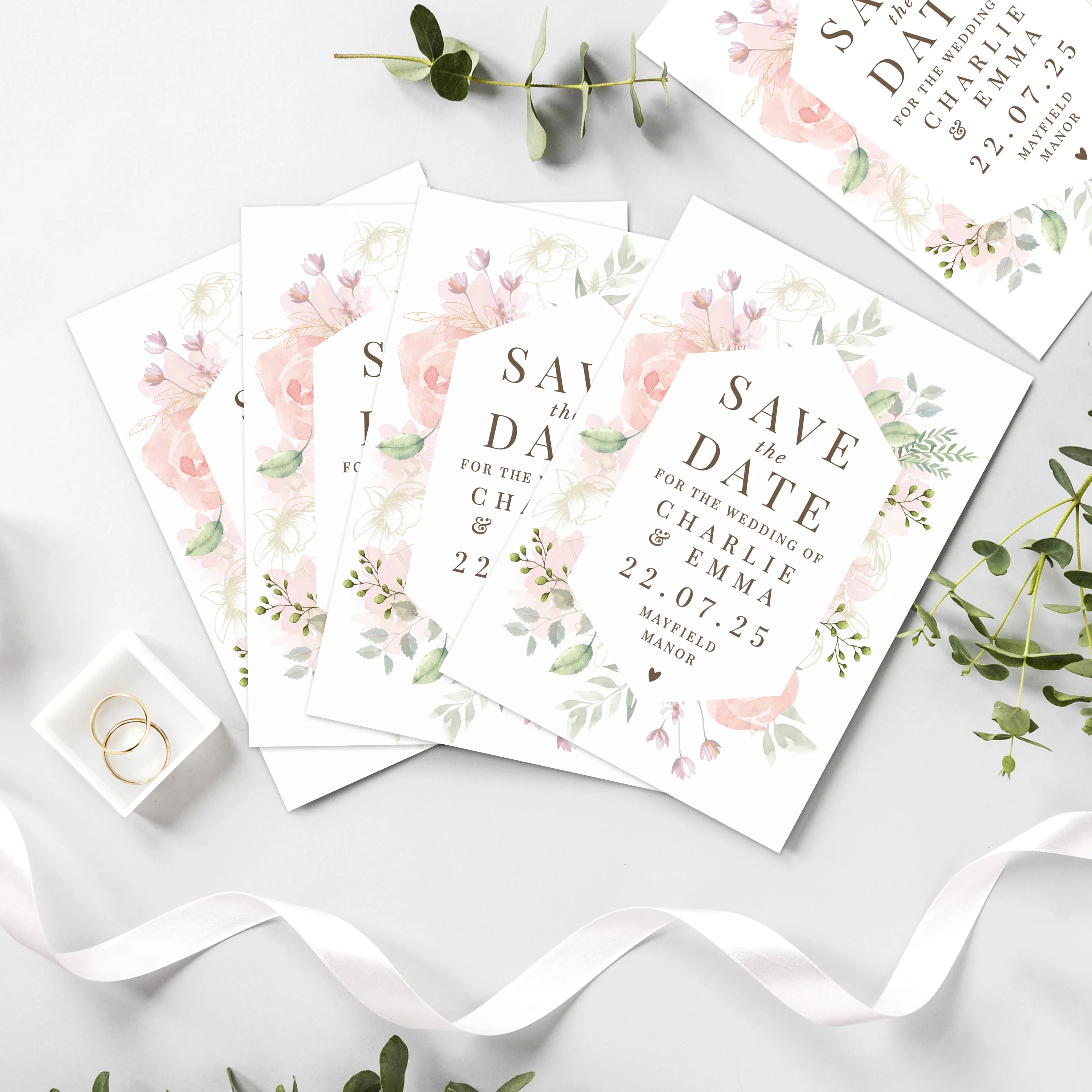 Personalised Floral Wedding Save the Dates Pack of 36 - Image 3