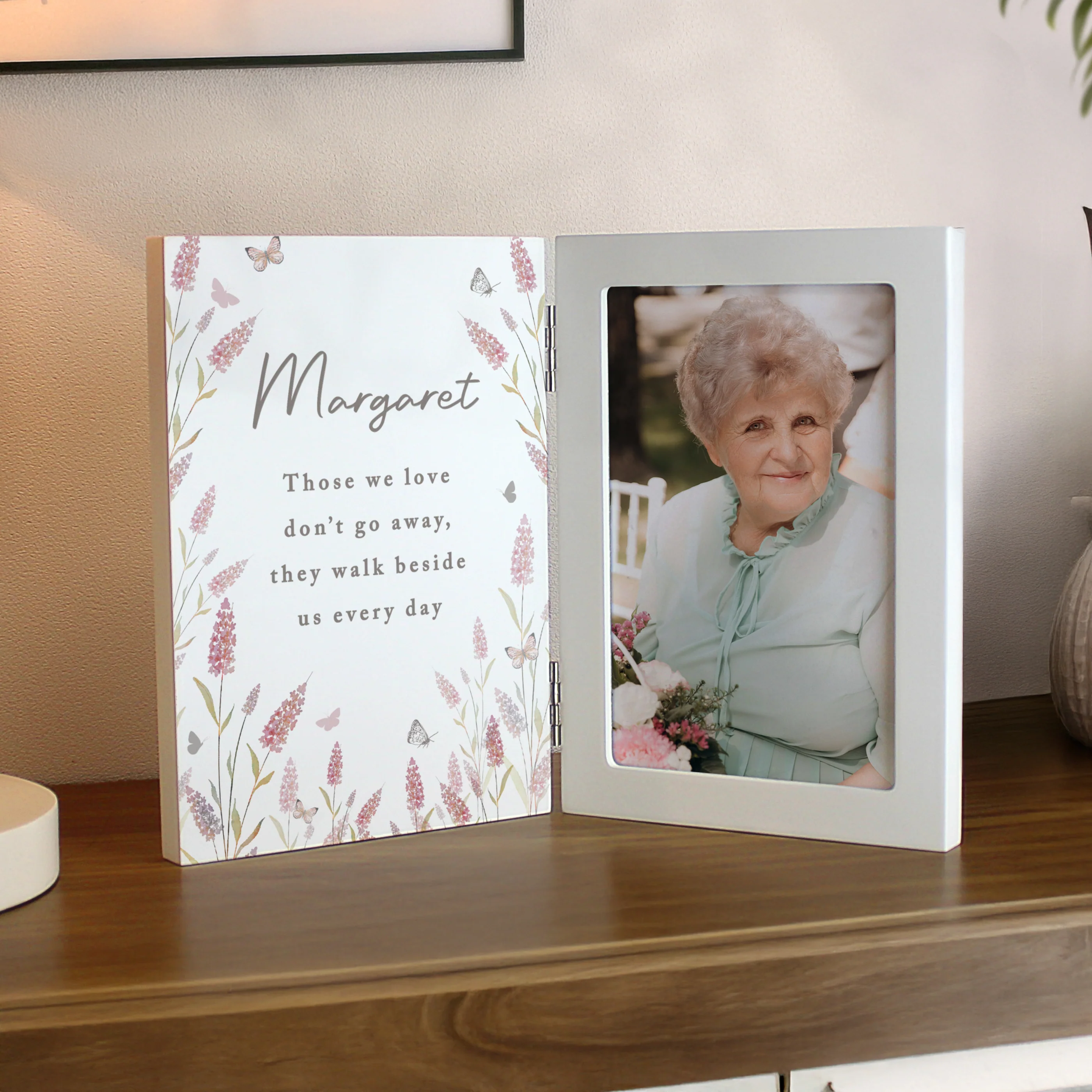 Personalised Floral Wooden Hinged 6x4 Photo Frame - Image 2