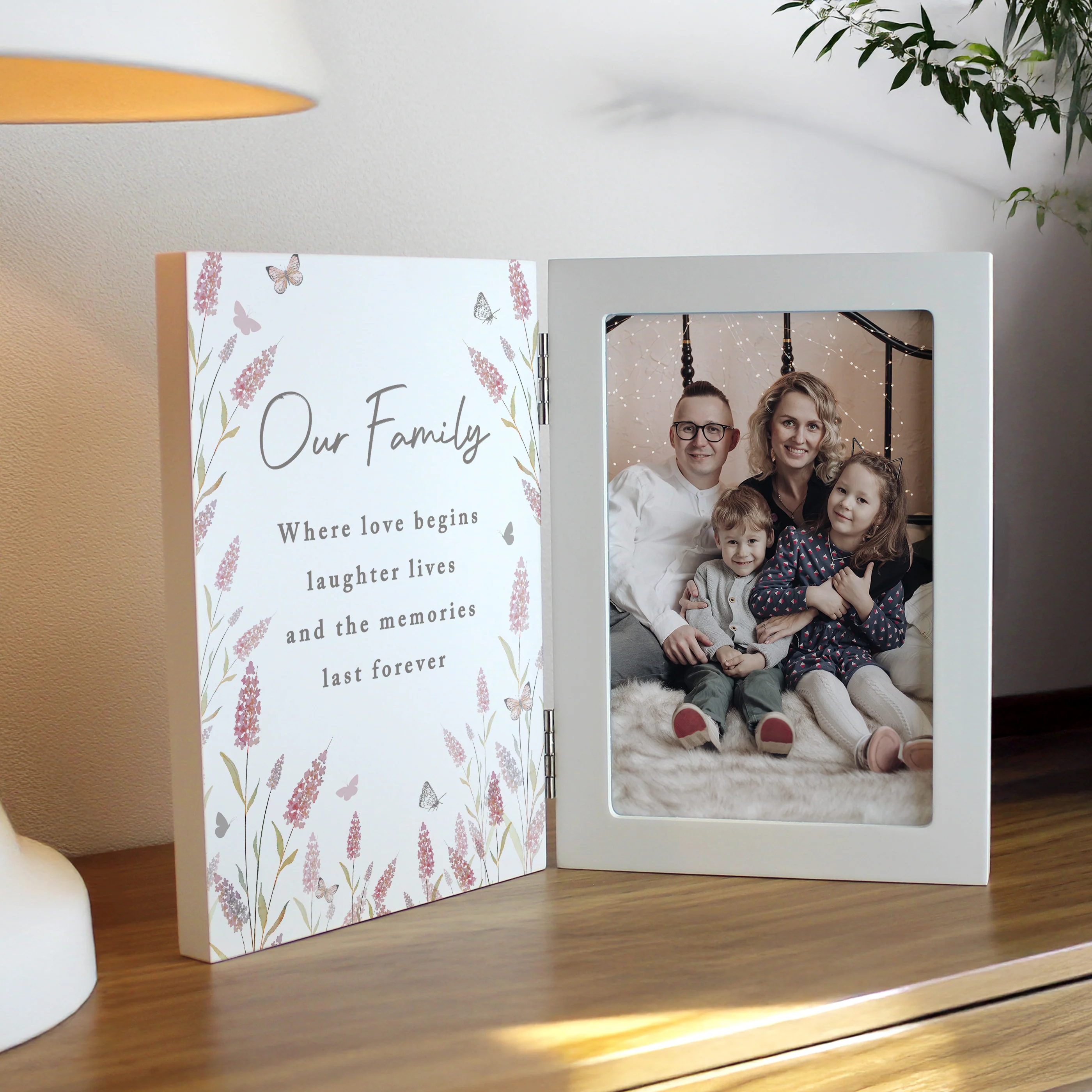 Personalised Floral Wooden Hinged 6x4 Photo Frame - Image 4