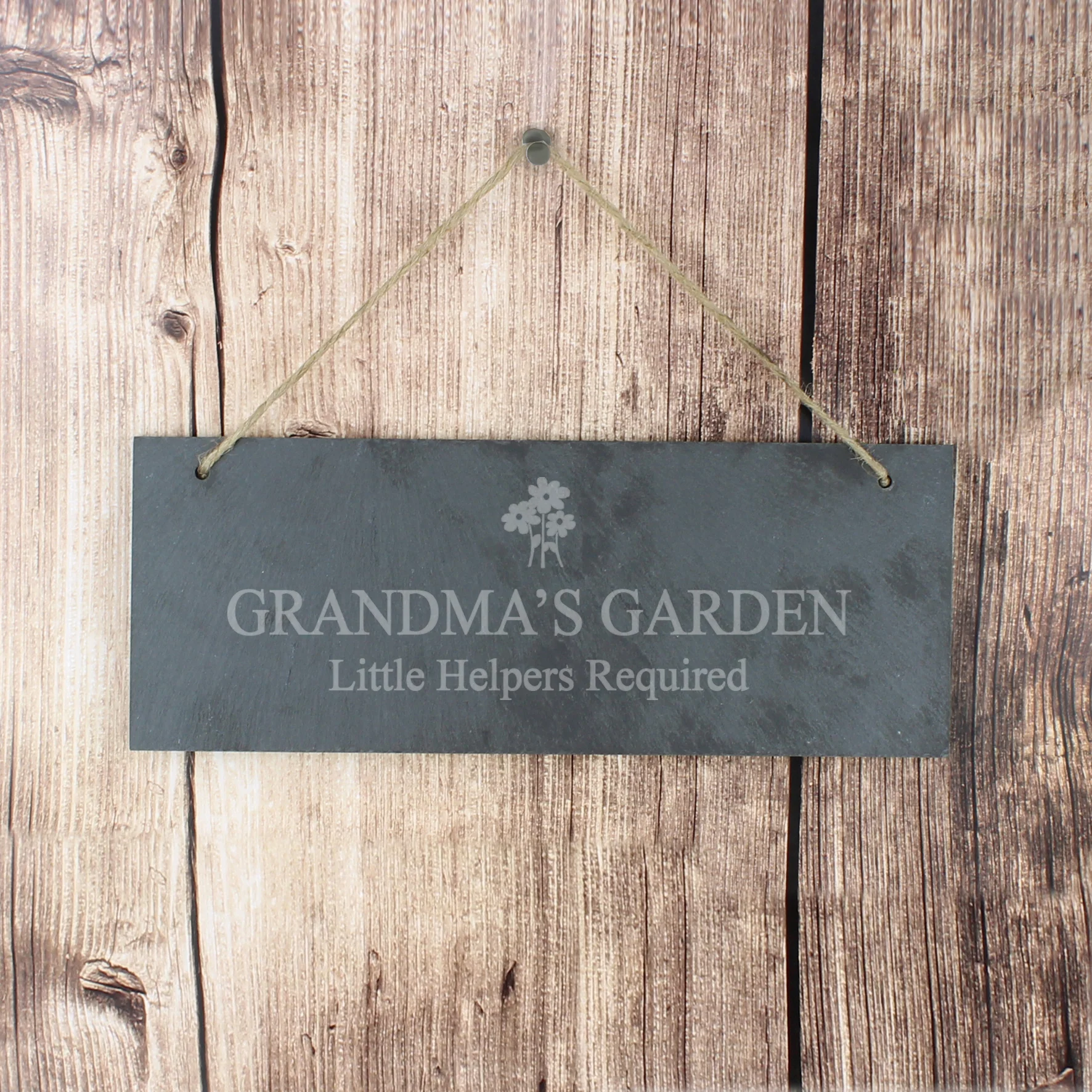 Personalised Flower Motif Hanging Slate Plaque - Image 2