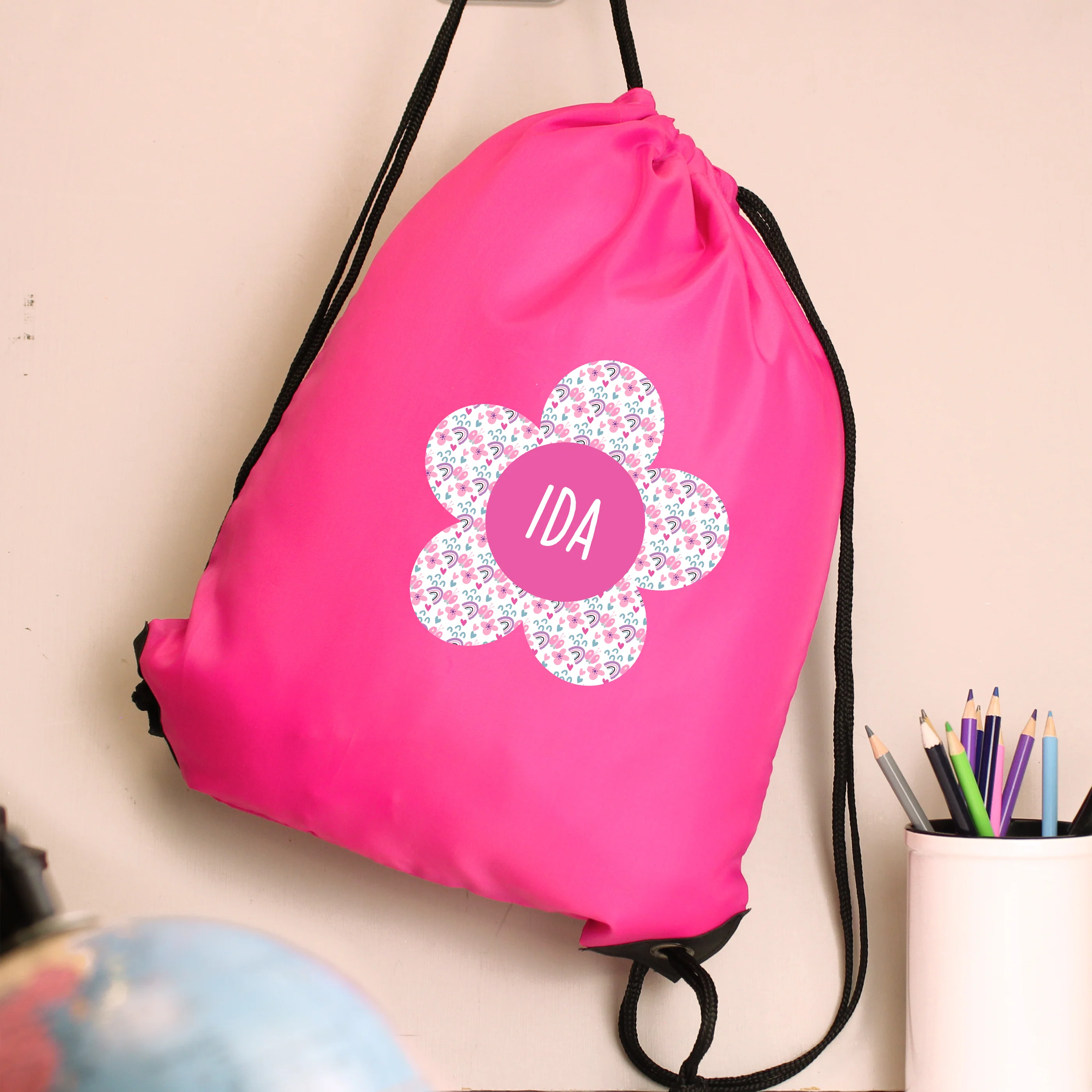Personalised Flower Pink Kit Bag - Image 3