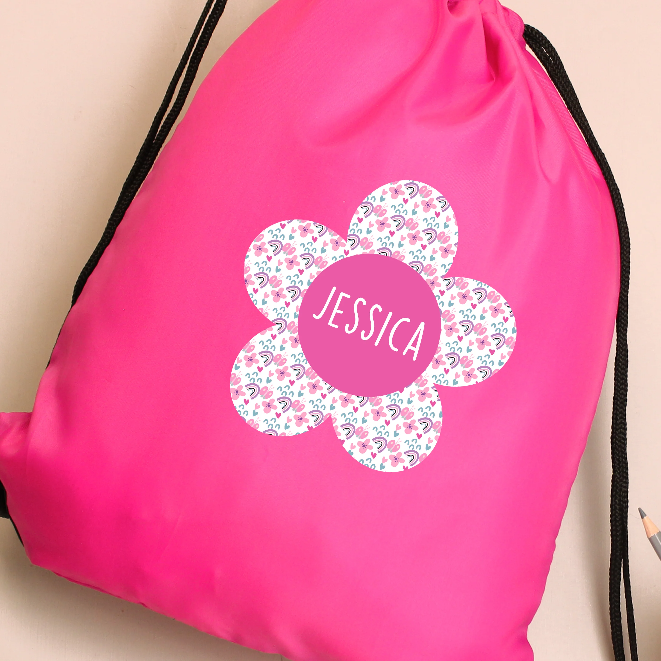 Personalised Flower Pink Kit Bag - Image 6