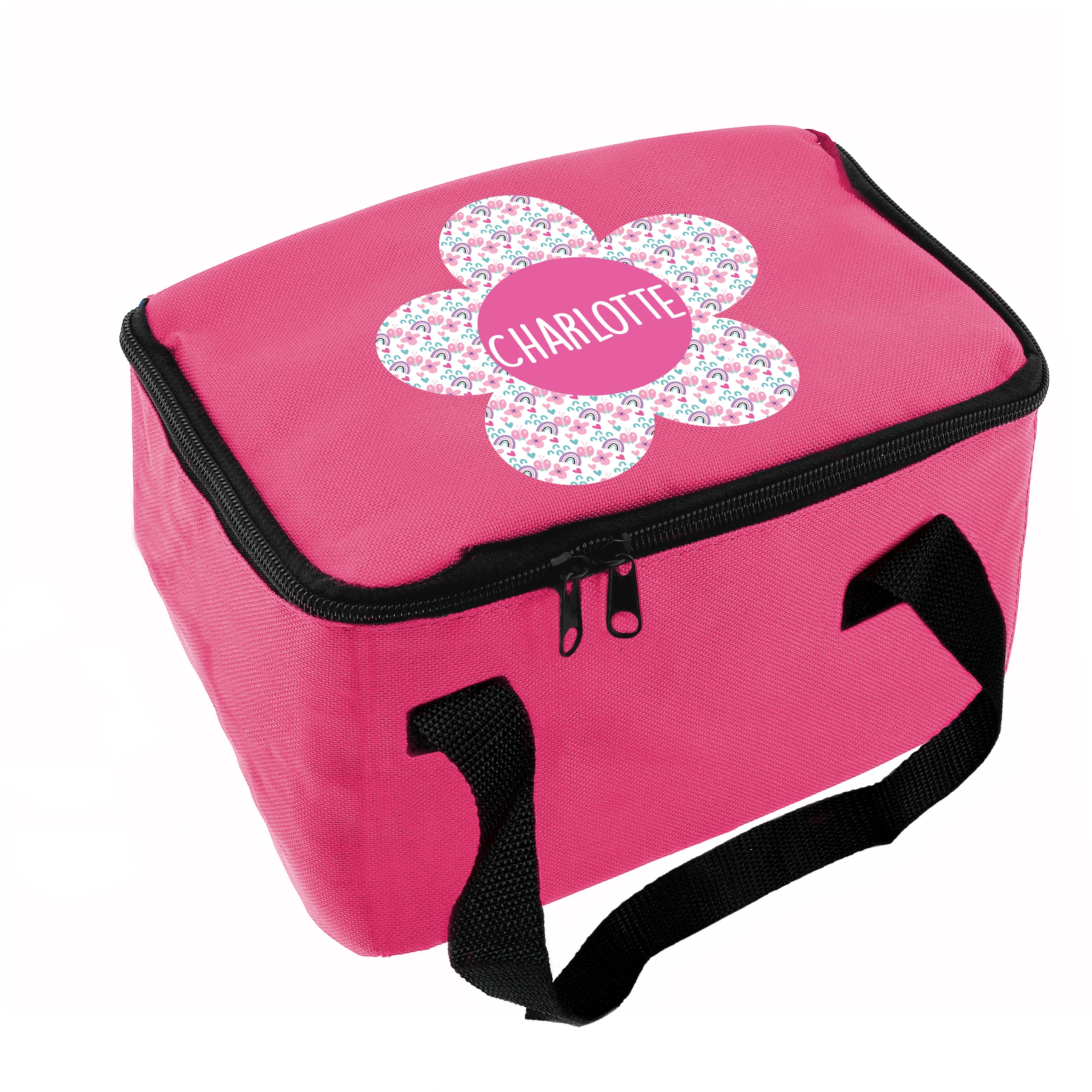 Personalised Flower Pink Lunch Bag - Image 5