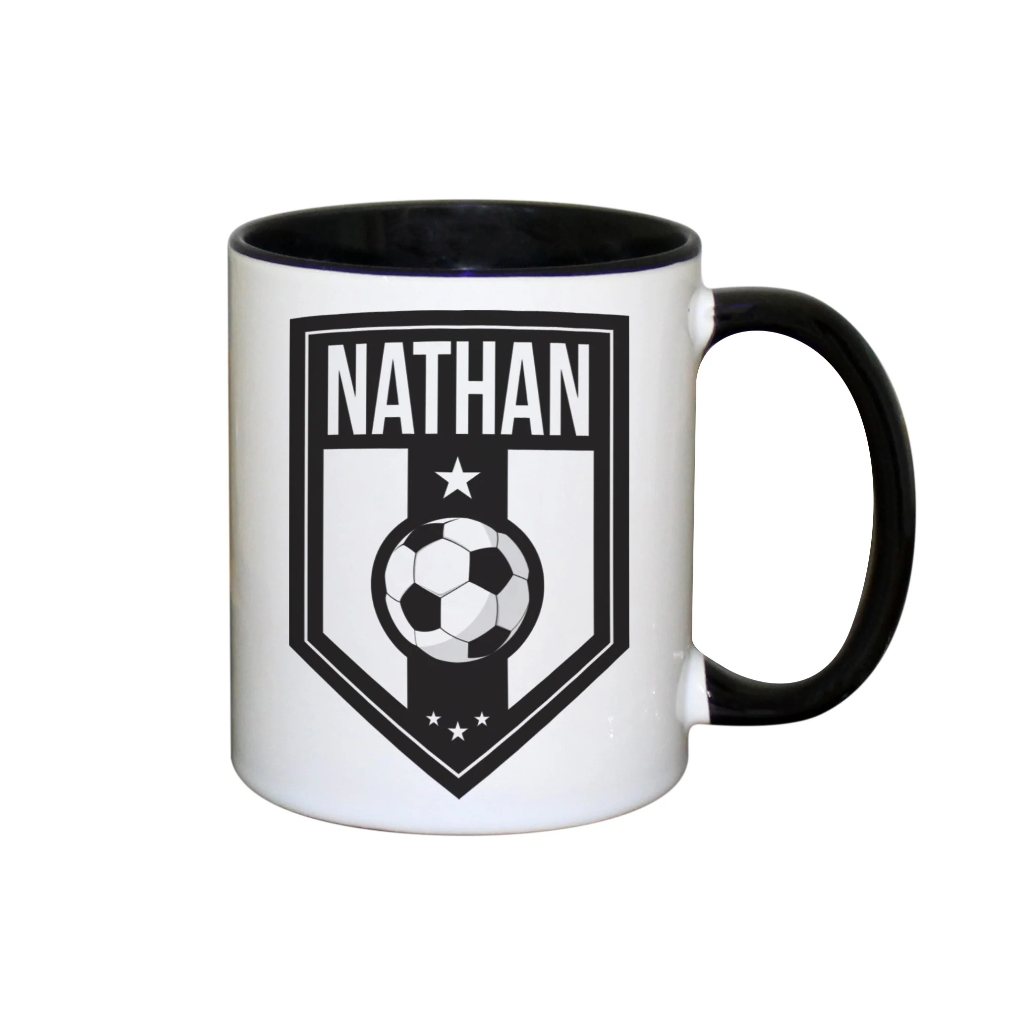 Personalised Football Badge Black Handled Mug - Image 2
