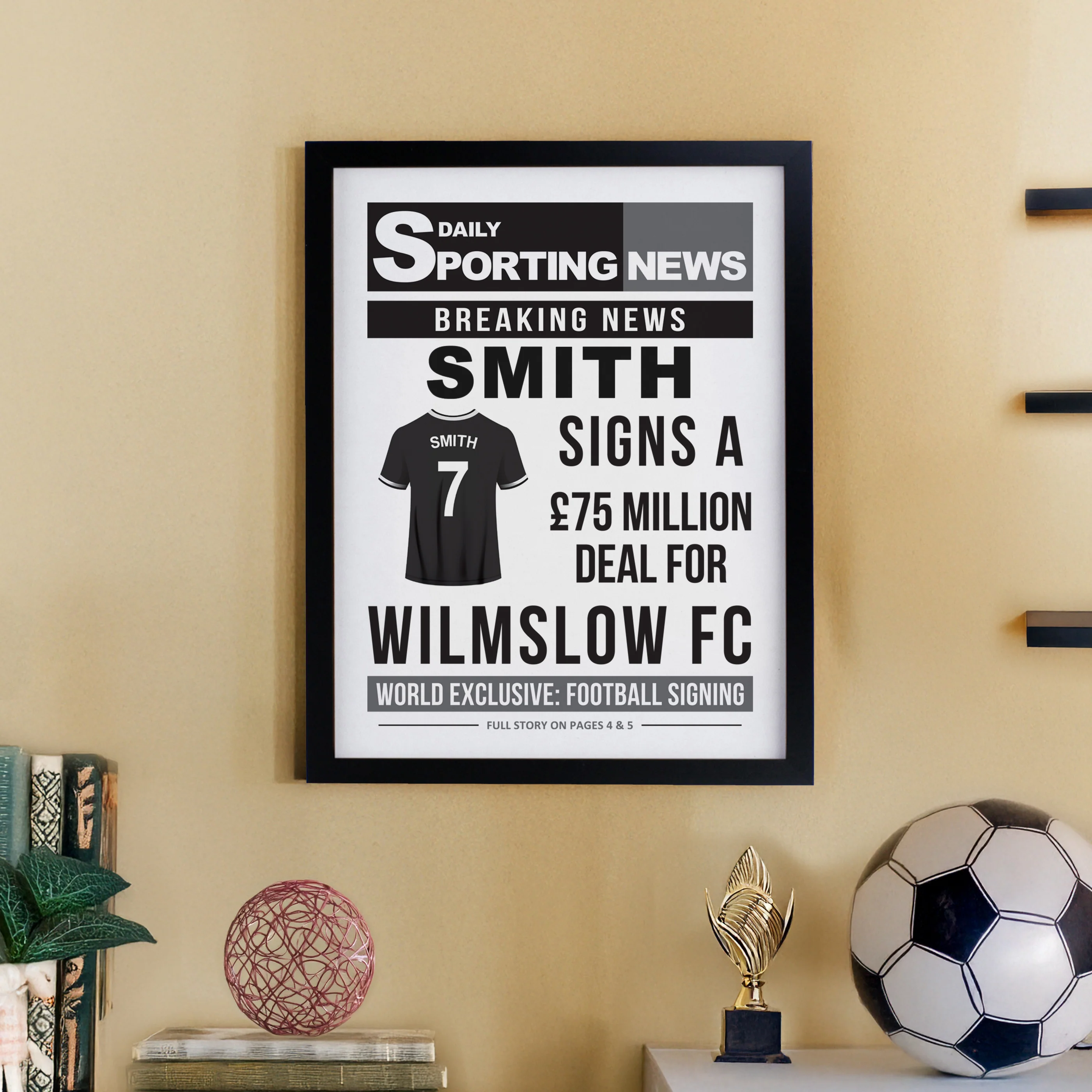 Personalised Football News Black Poster Frame - Image 10