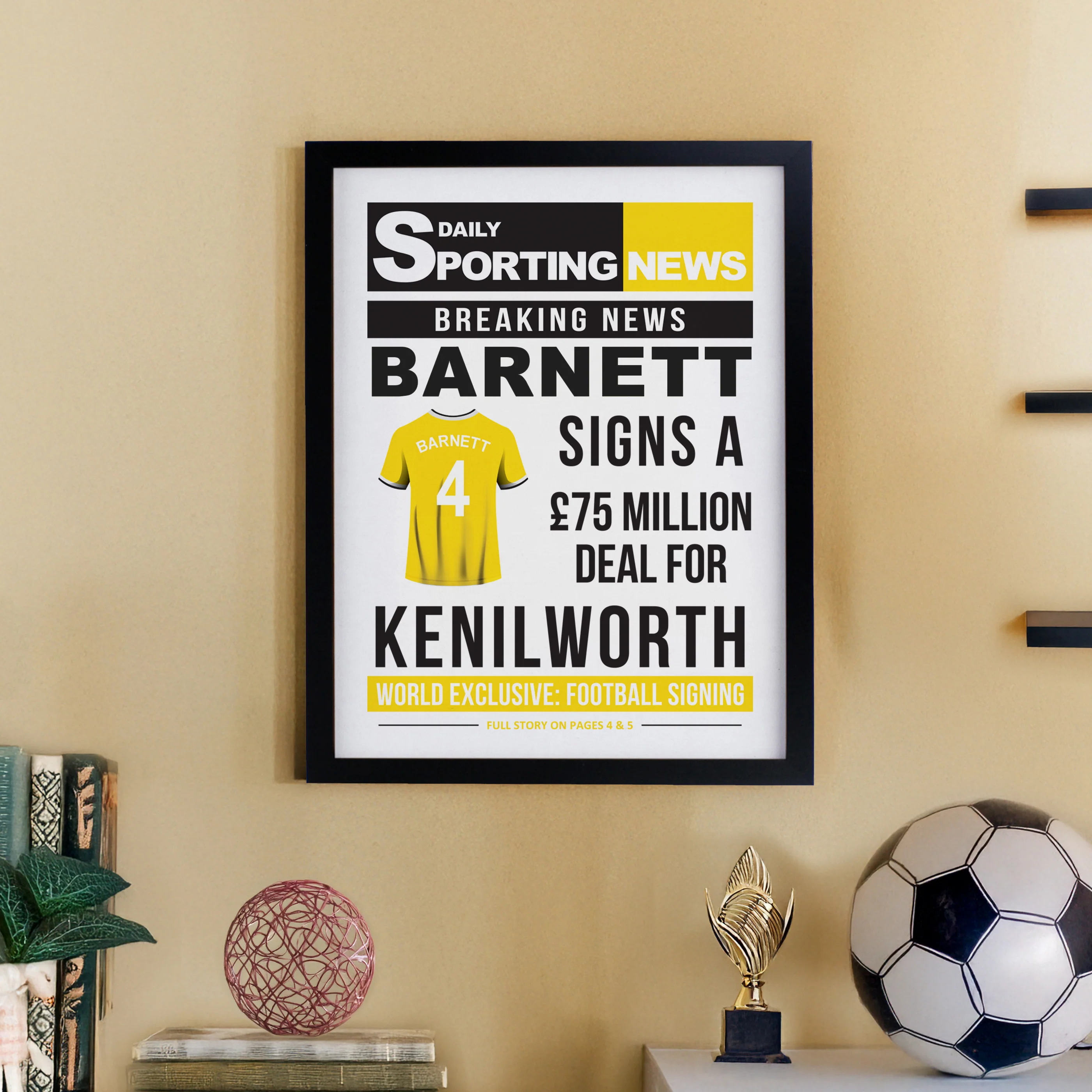 Personalised Football News Black Poster Frame - Image 6