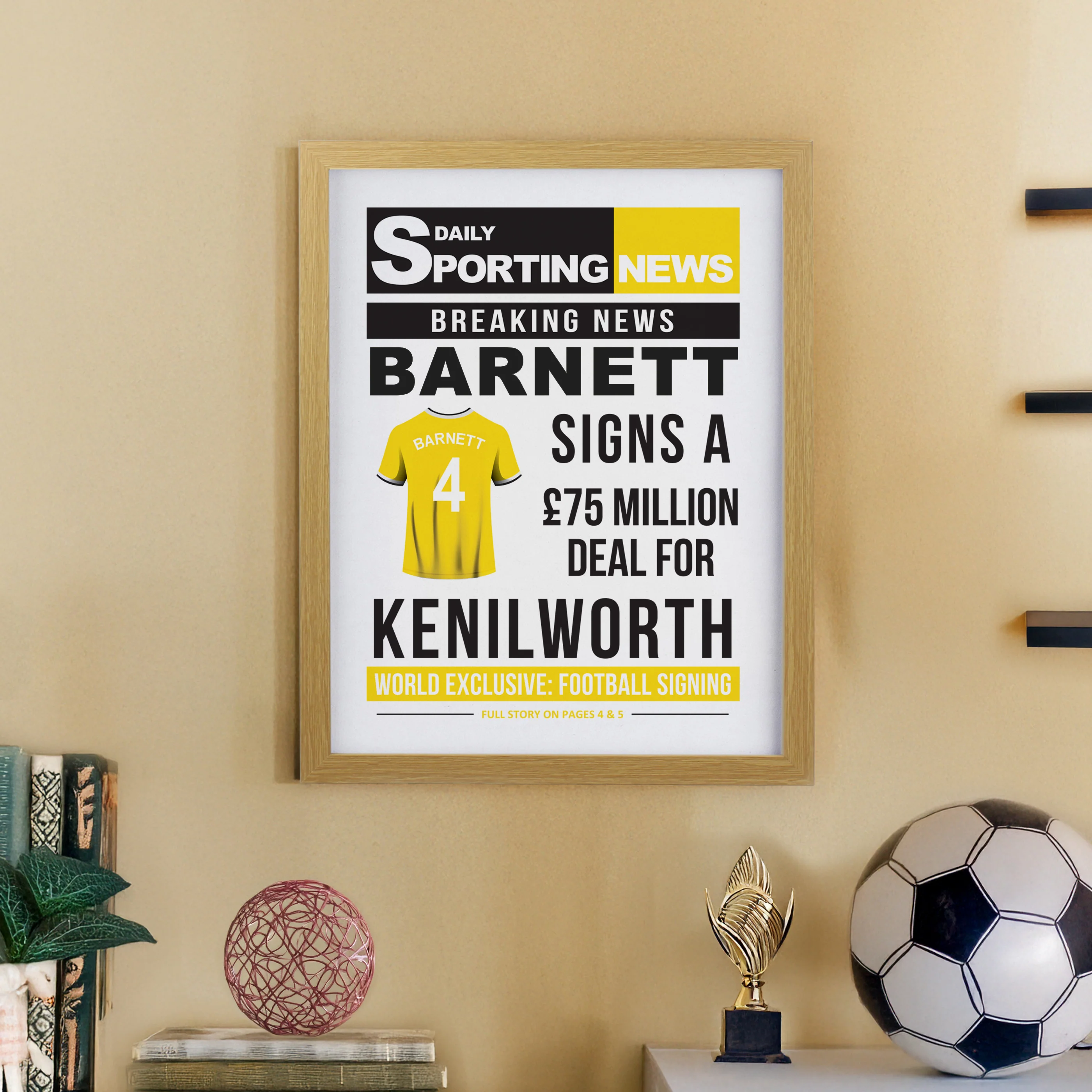 Personalised Football News Oak Poster Frame - Image 5