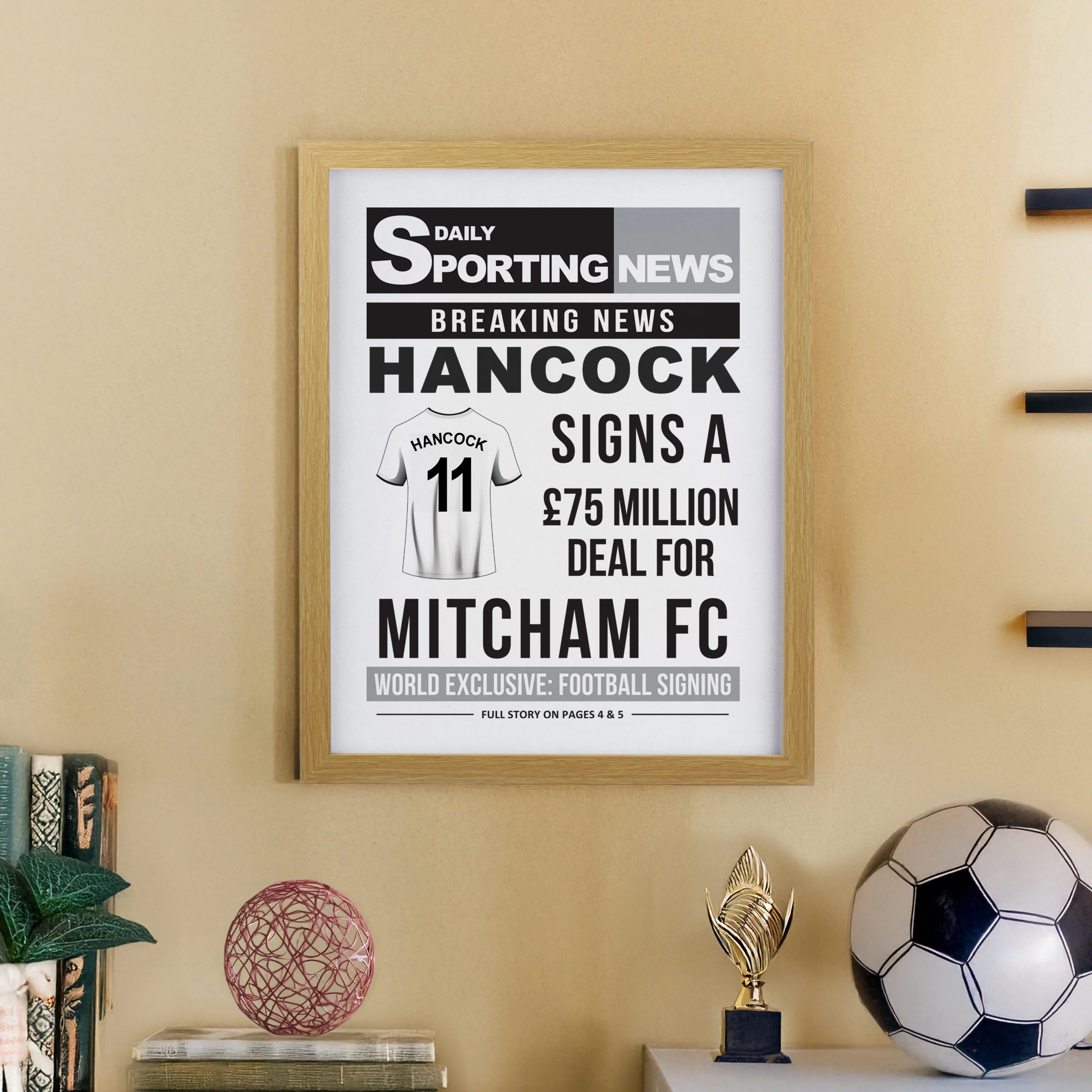Personalised Football News Oak Poster Frame - Image 7