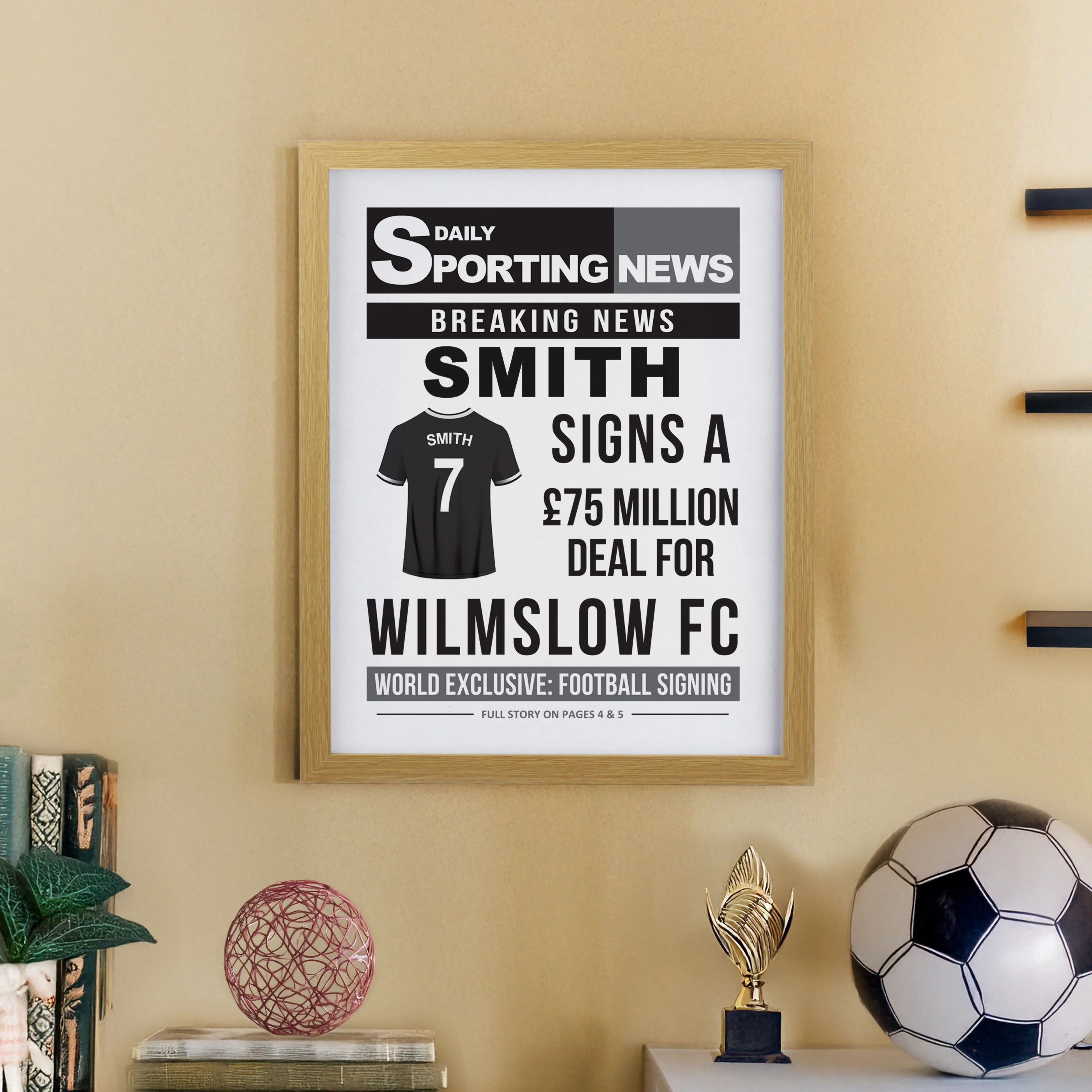 Personalised Football News Oak Poster Frame - Image 9