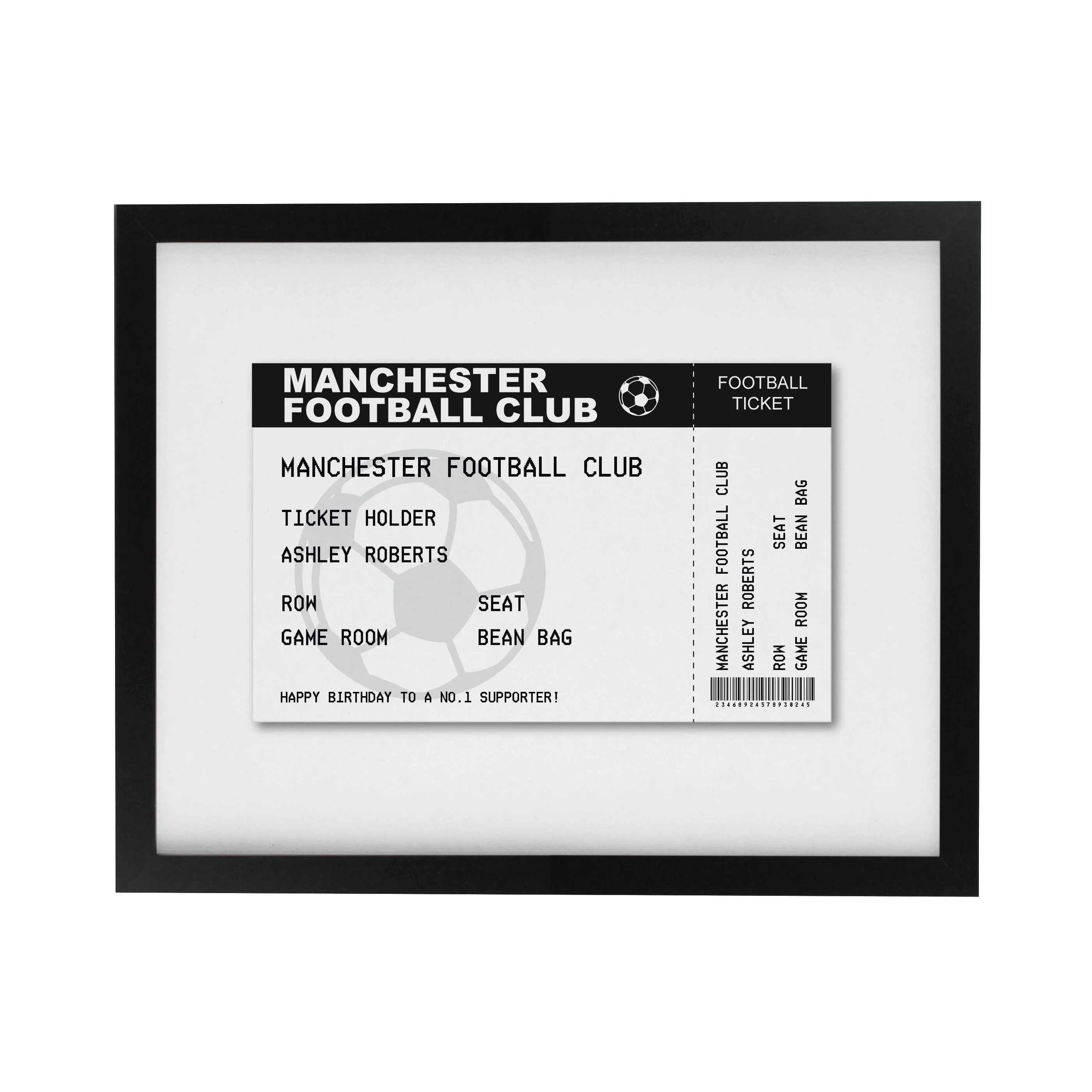 Personalised Football Ticket Black Poster Frame - Image 3