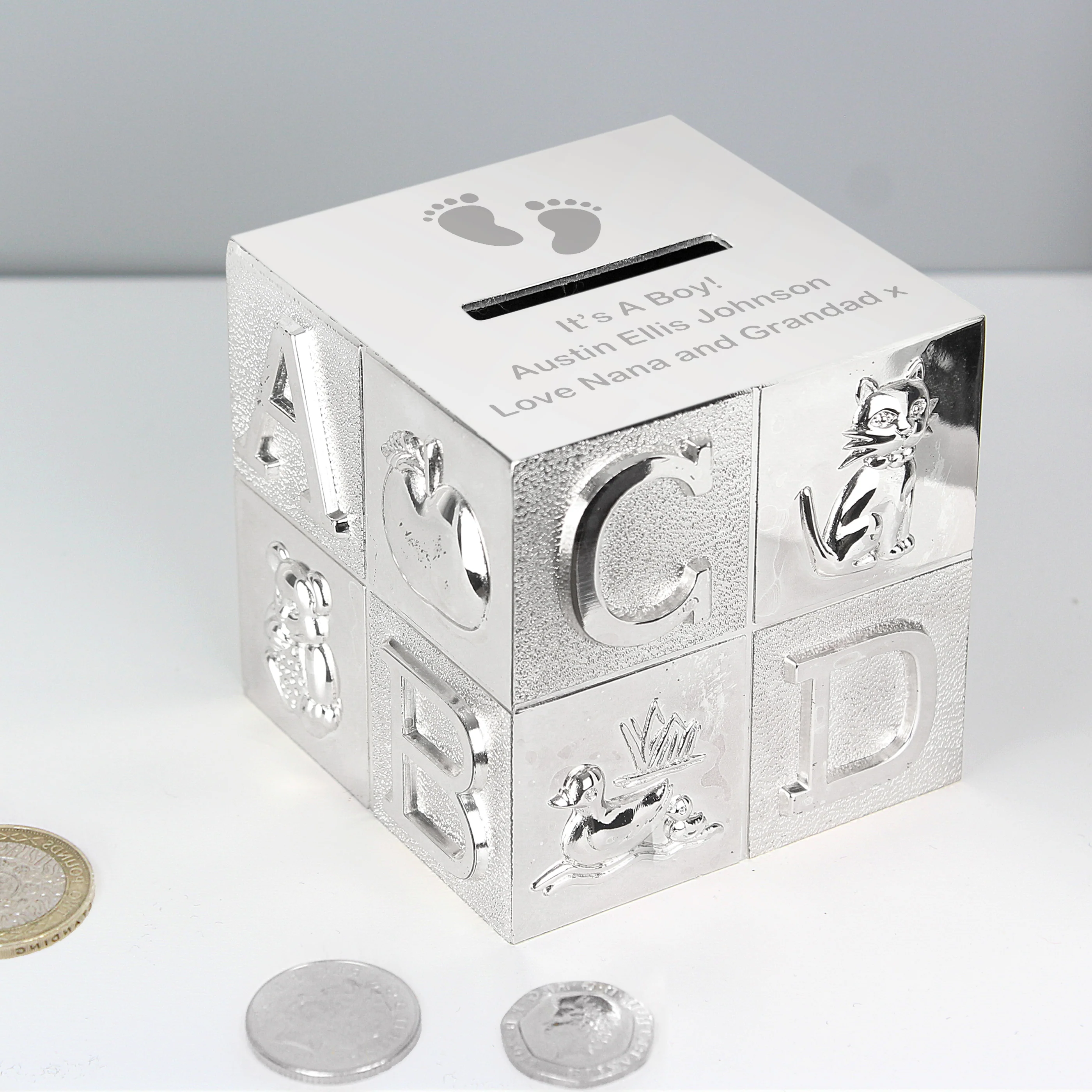 Personalised Footprints ABC Money Box - Image 4