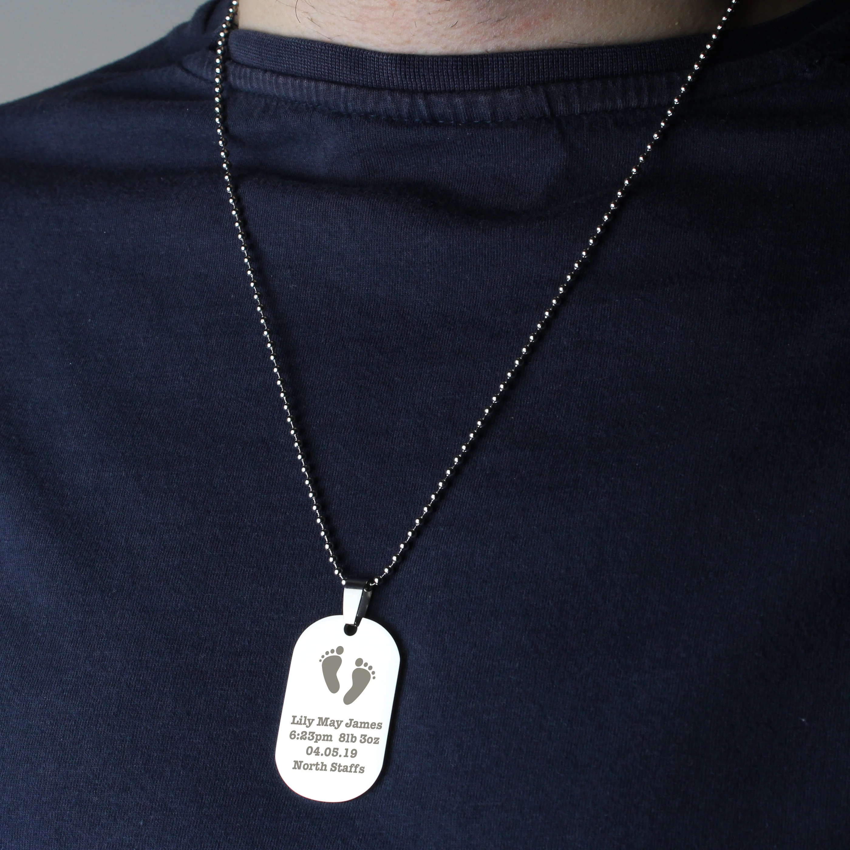 Personalised Footprints Stainless Steel Dog Tag Necklace - Image 6