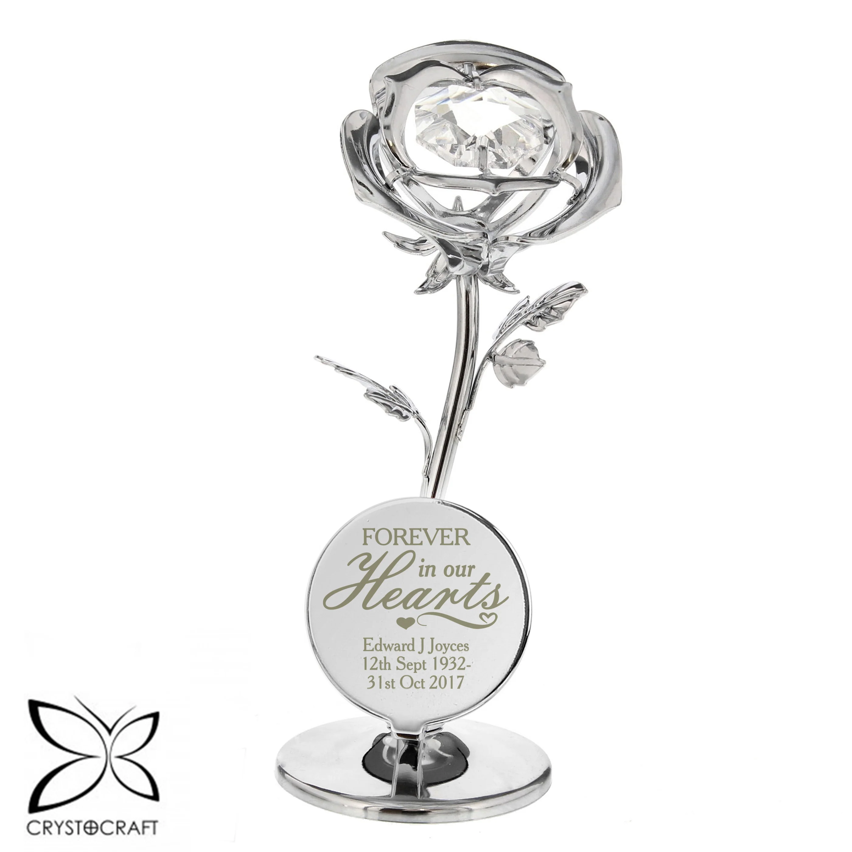 Personalised Forever in Our Hearts Crystocraft Rose Ornament - Image 5