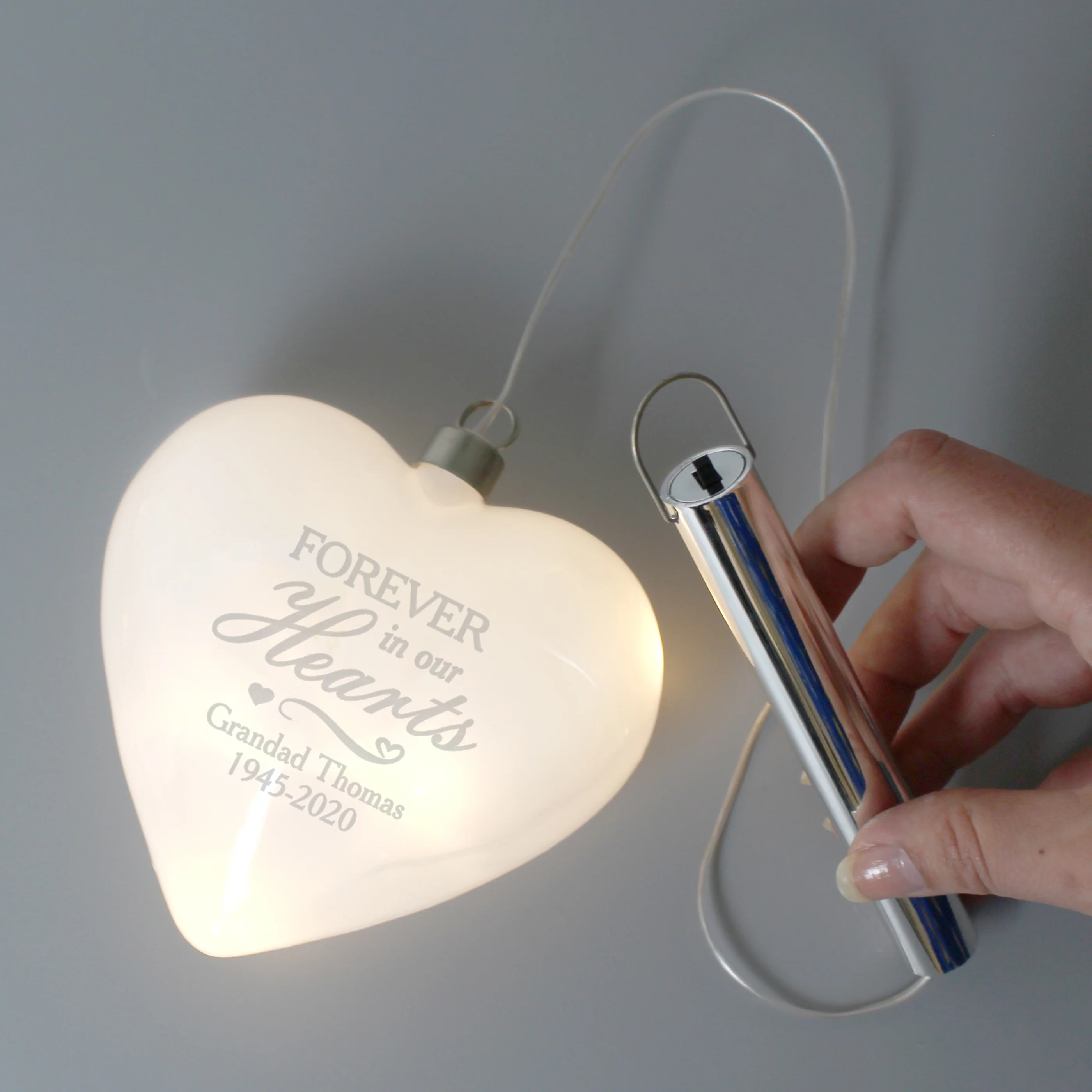 Personalised Forever In Our Hearts LED Hanging Glass Heart - Image 3