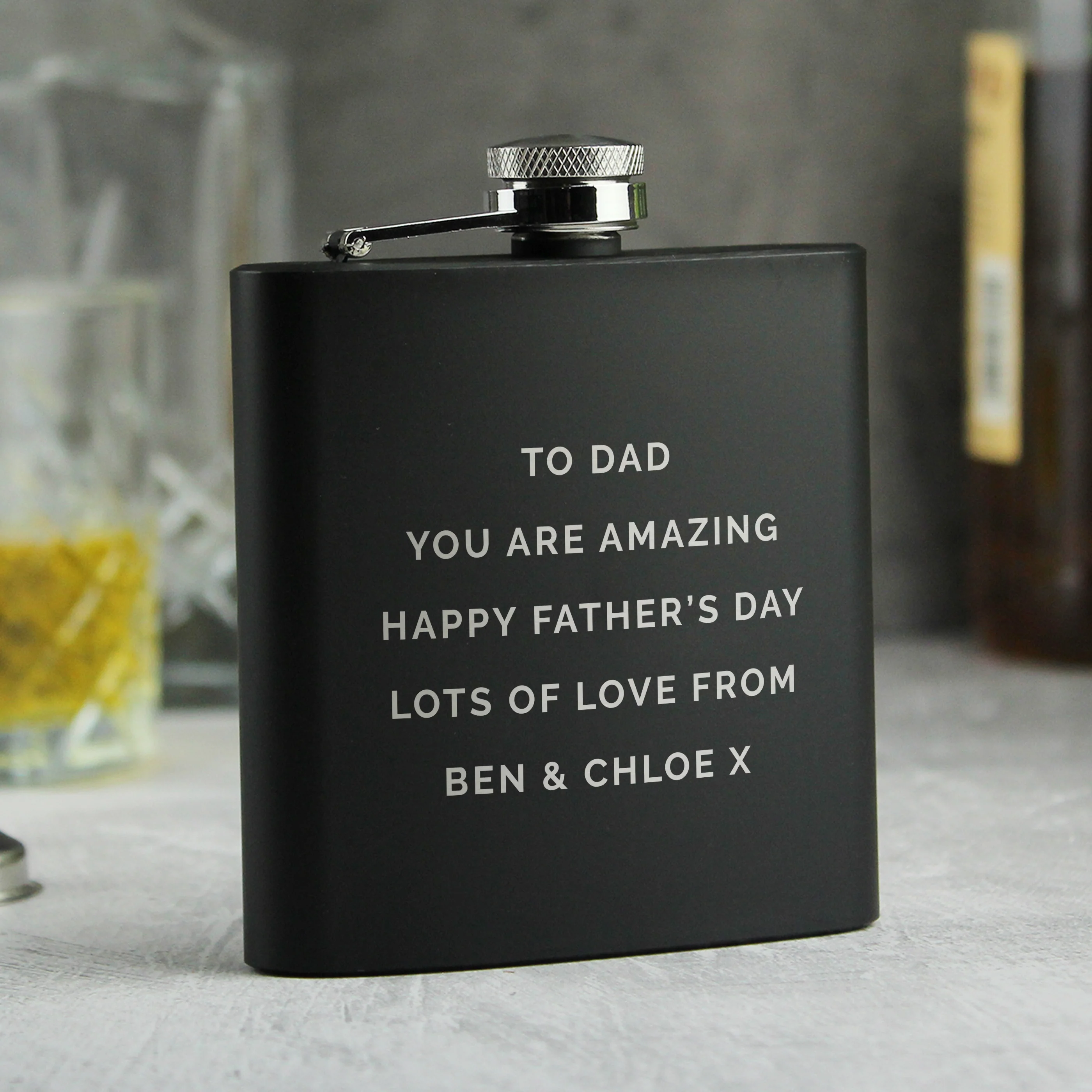 Personalised Free Text Black Hip Flask - Image 4