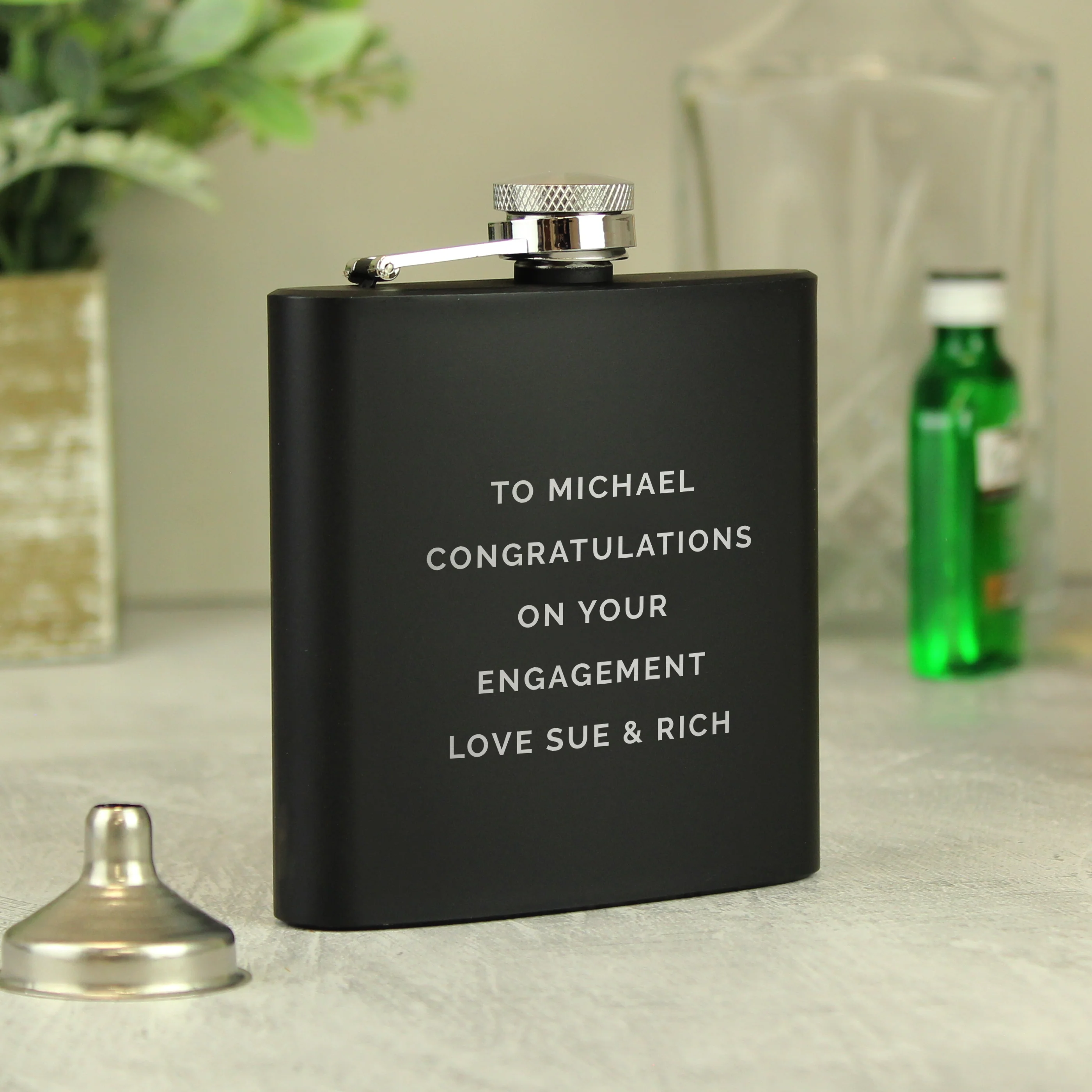 Personalised Free Text Black Hip Flask - Image 9