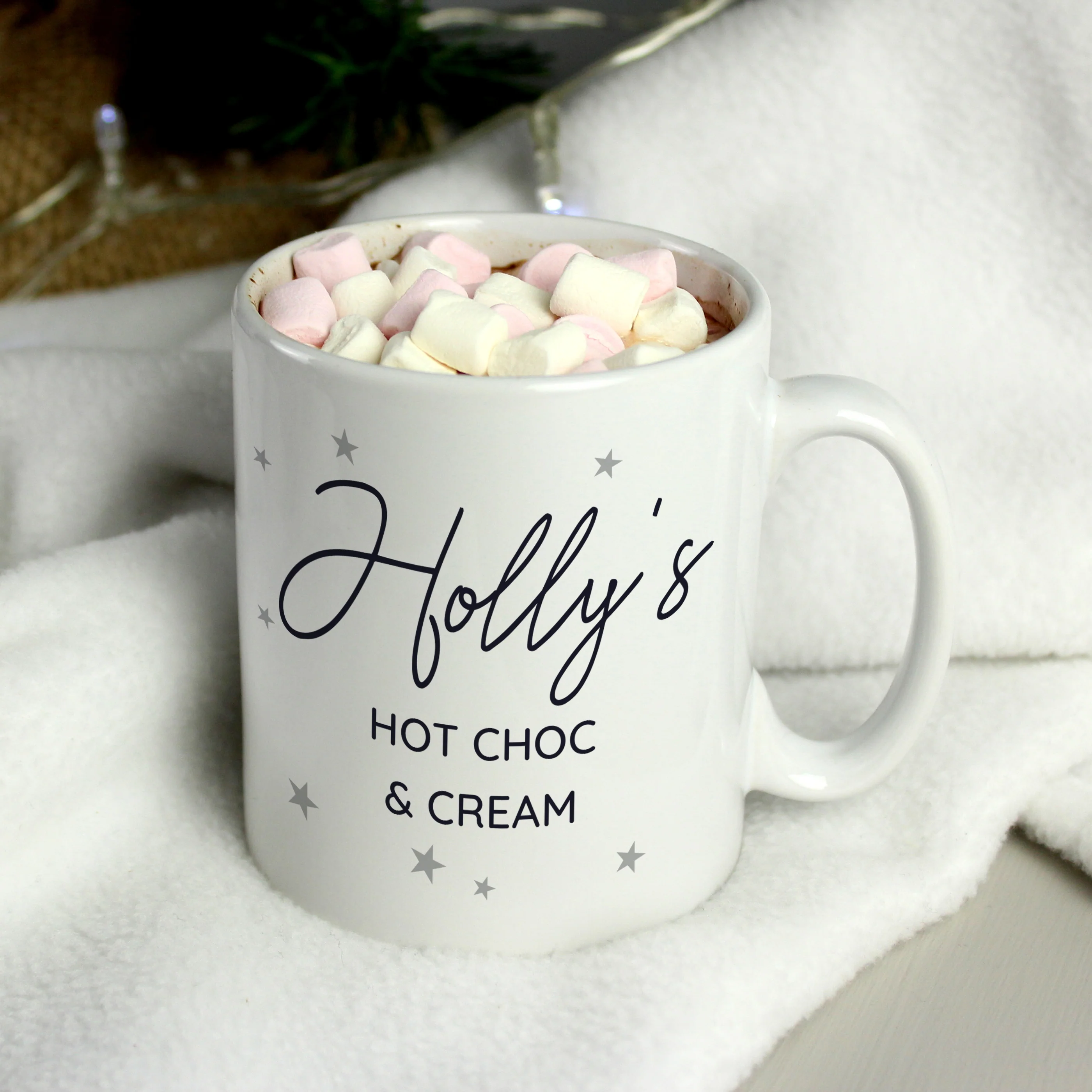Personalised Free Text Little Grey Stars Mug - Image 2