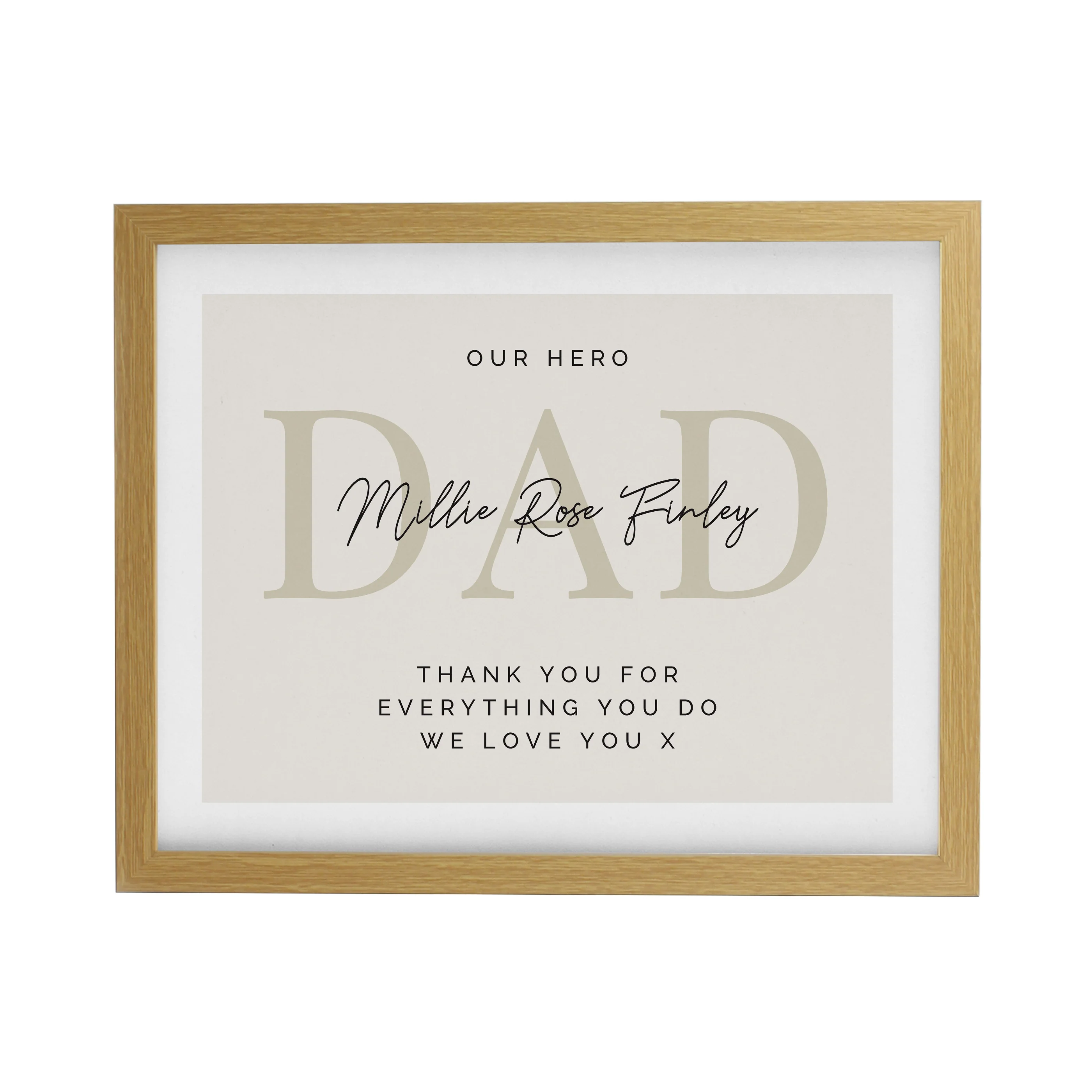 Personalised Free Text Oak Poster Frame - Image 3