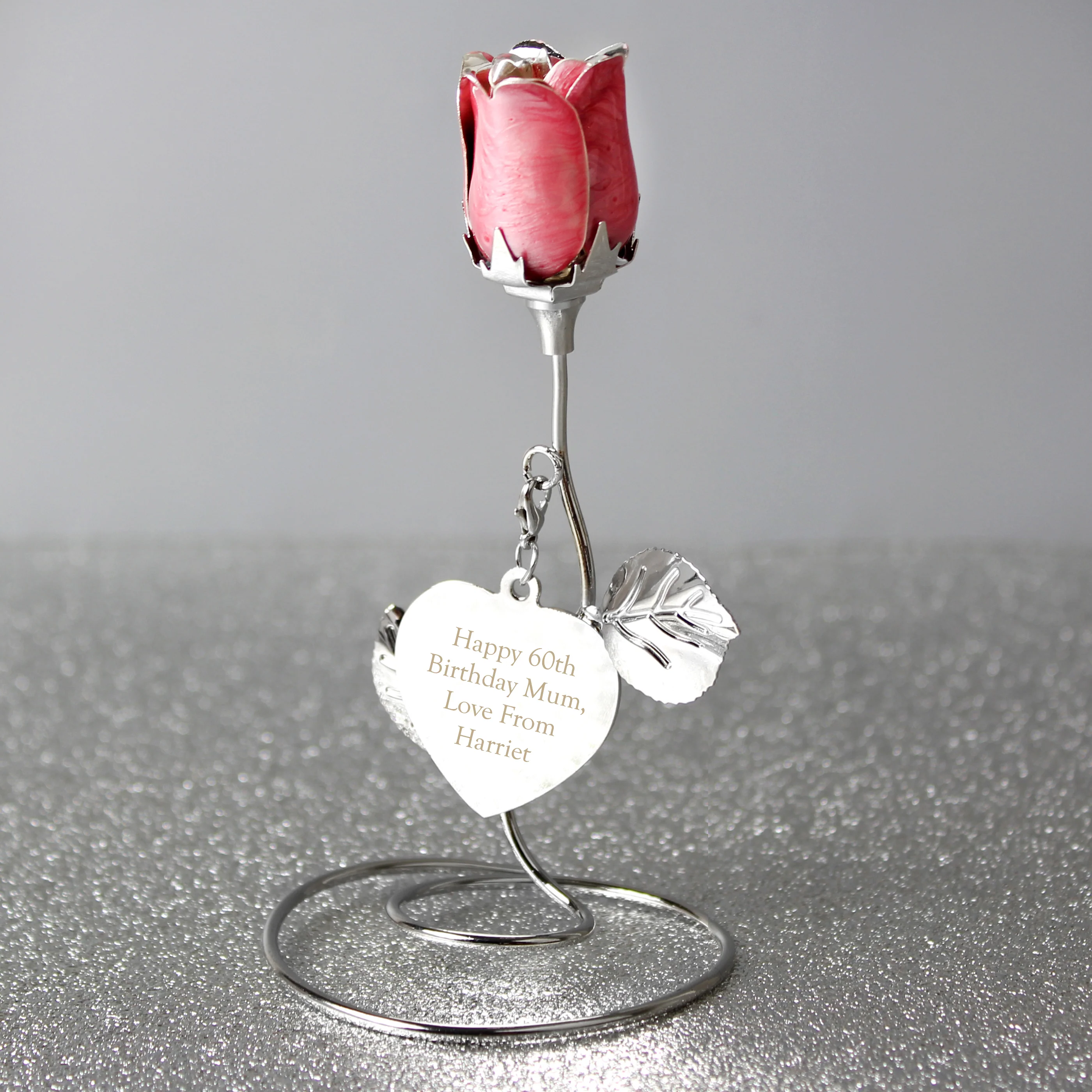 Personalised Free Text Pink Rose Bud Ornament - Image 4