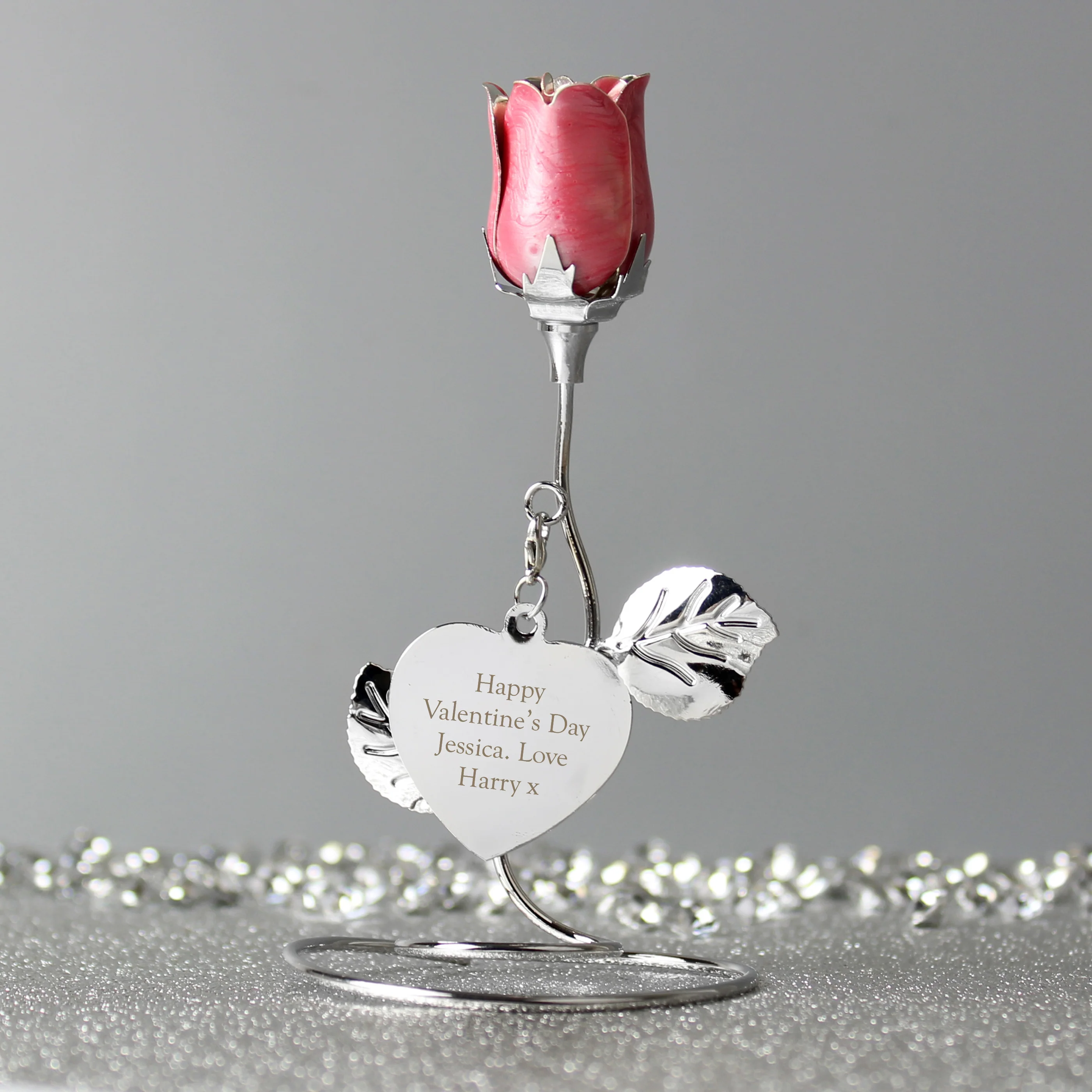 Personalised Free Text Pink Rose Bud Ornament - Image 7