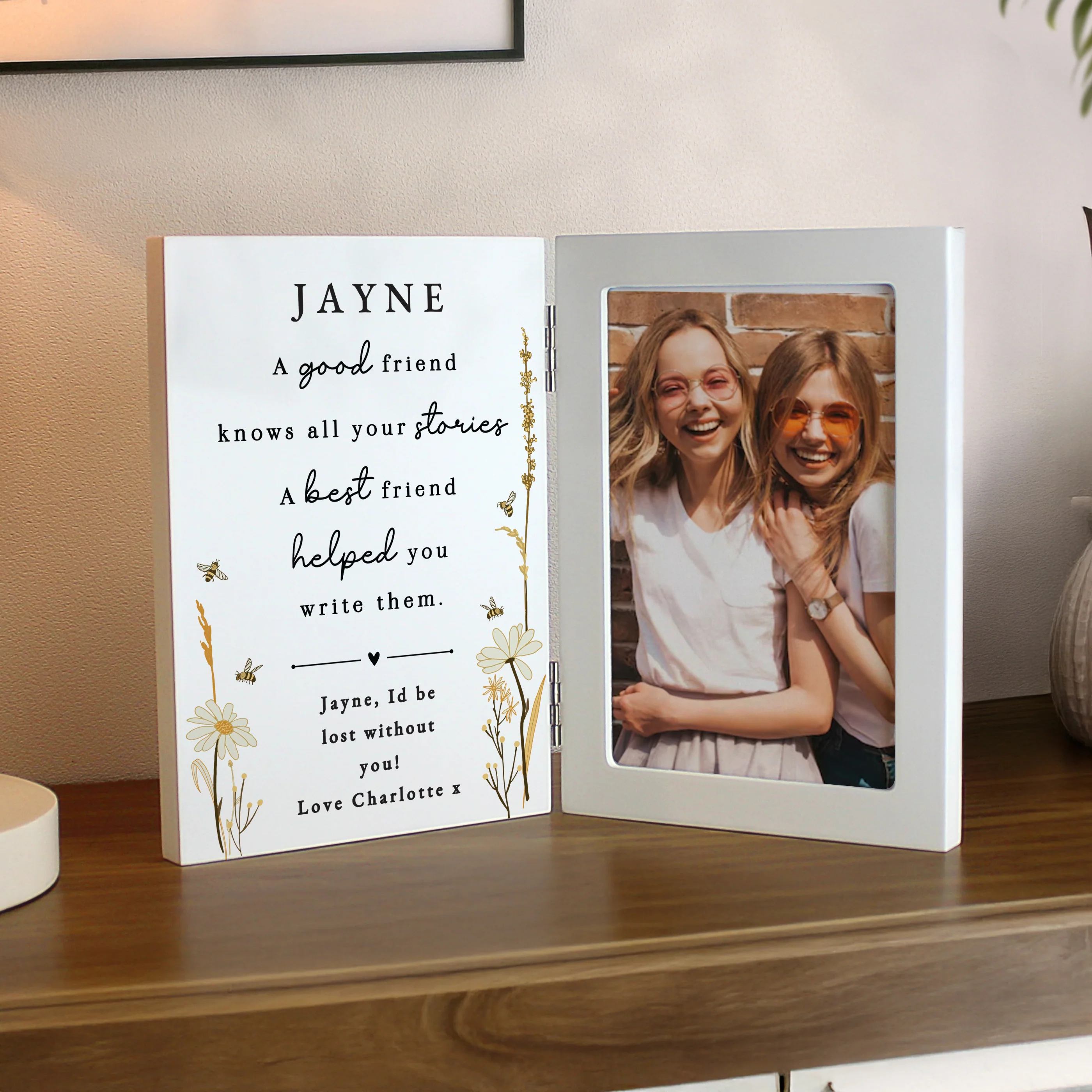 Personalised Friend Wooden Hinged 6x4 Photo Frame - Image 2