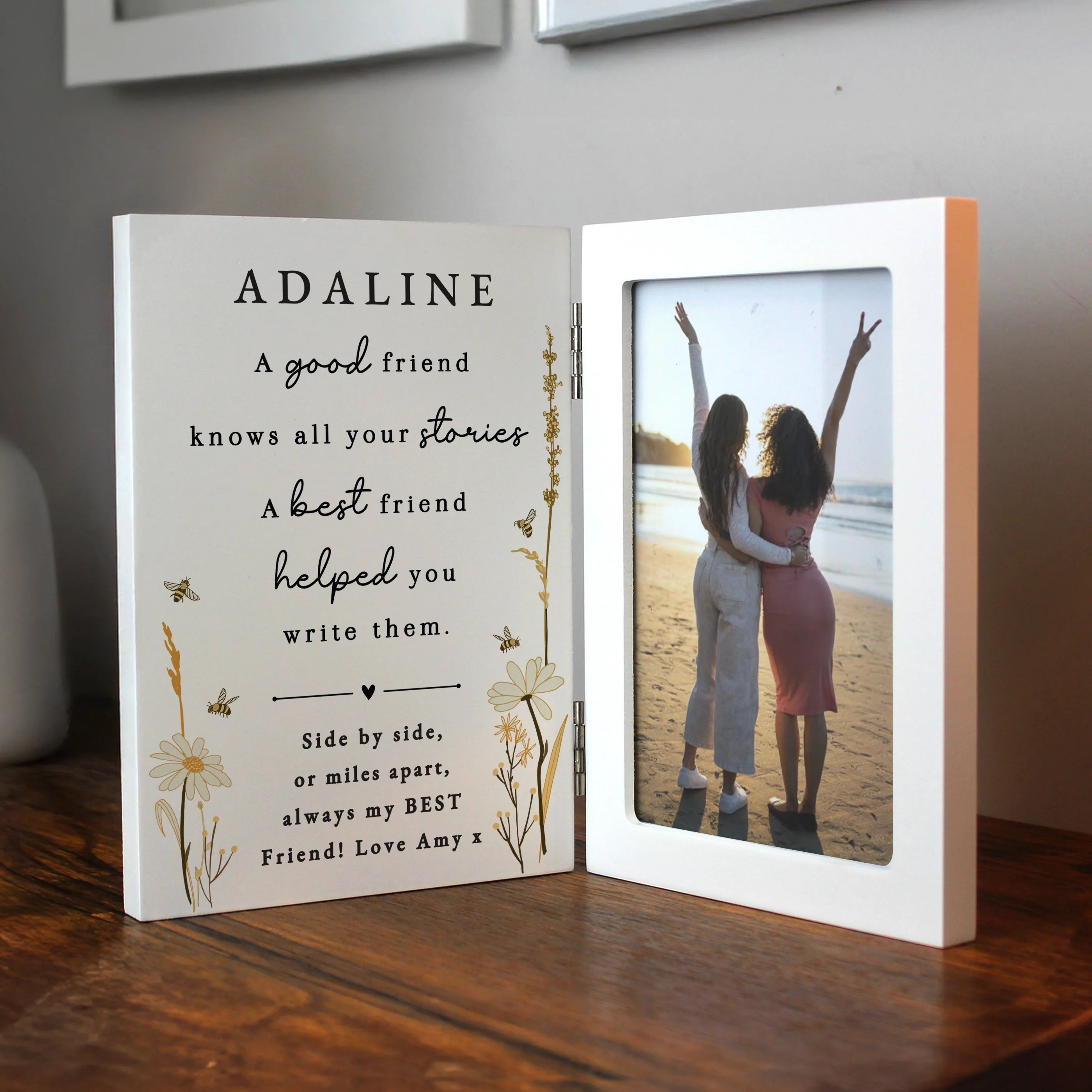 Personalised Friend Wooden Hinged 6x4 Photo Frame - Image 3