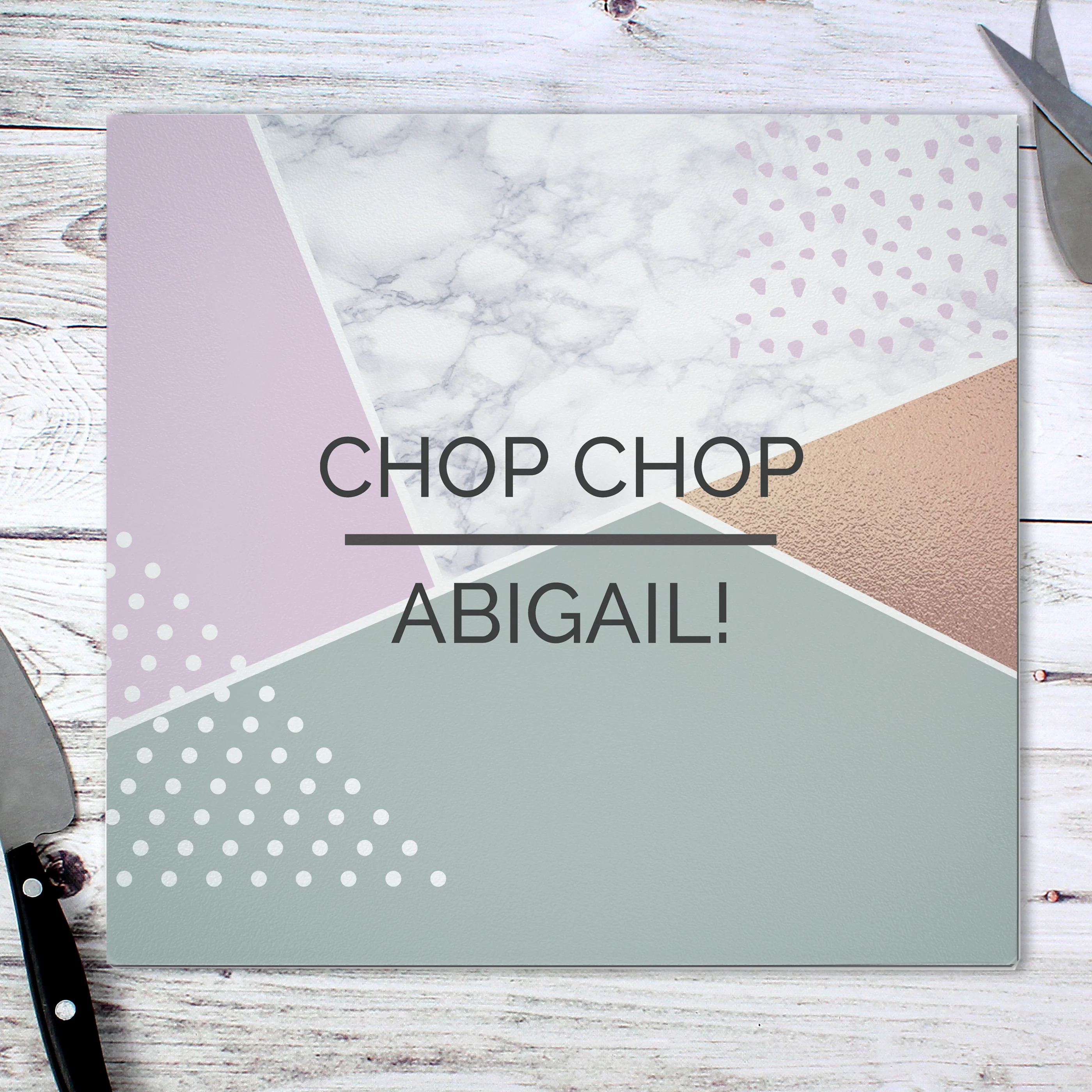 Personalised Geometric Glass Chopping Board/Worktop Saver - Image 3