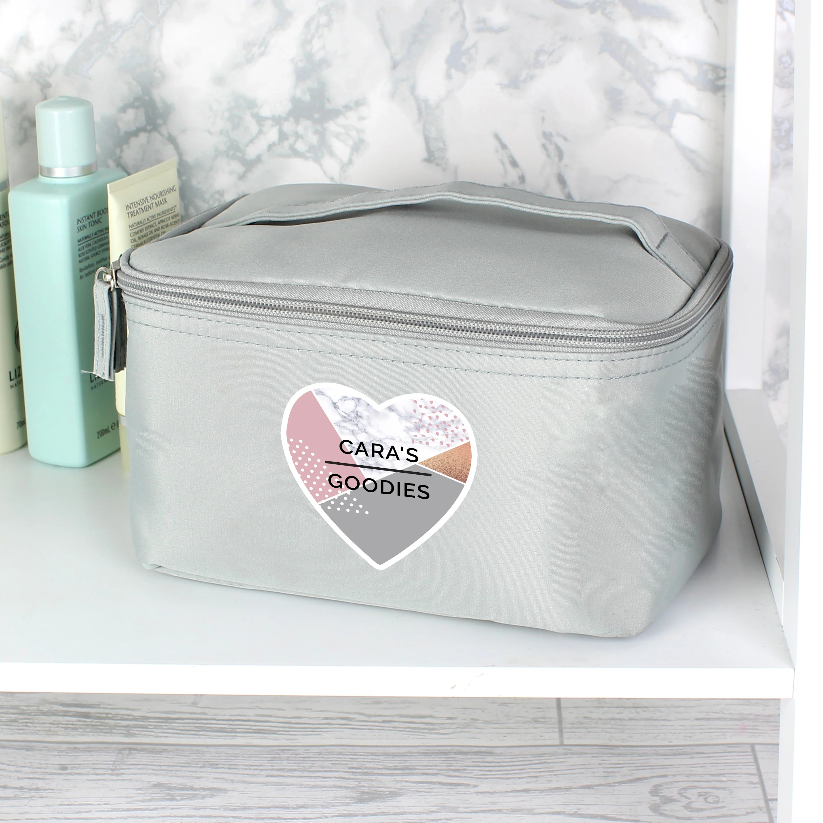 Personalised Geometric Grey Toiletry Bag - Image 6
