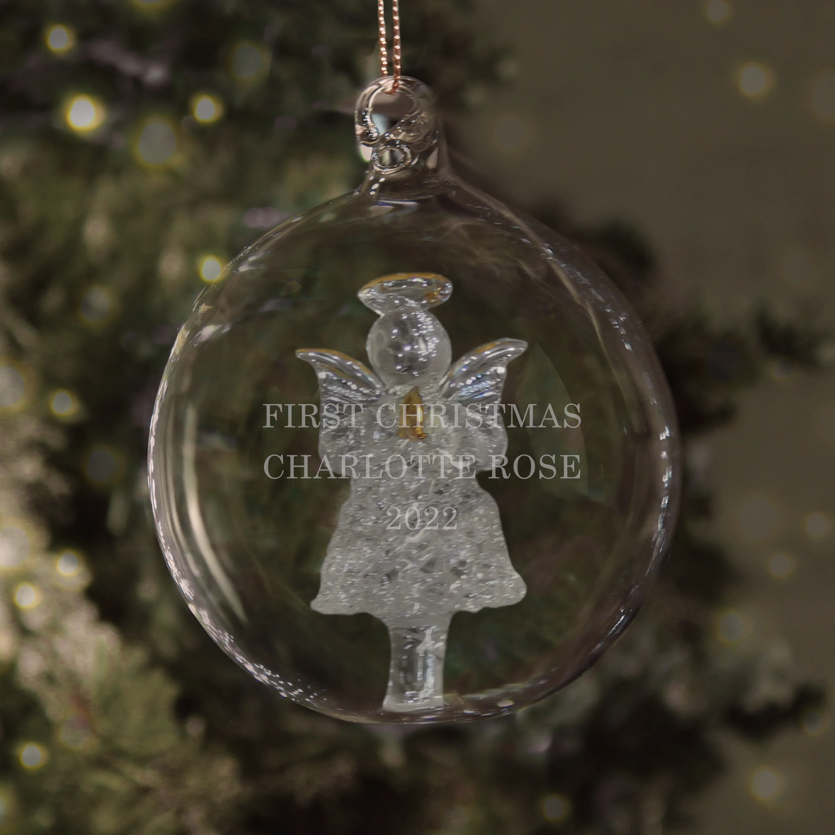 Personalised Glass Christmas Angel Bauble - Image 2